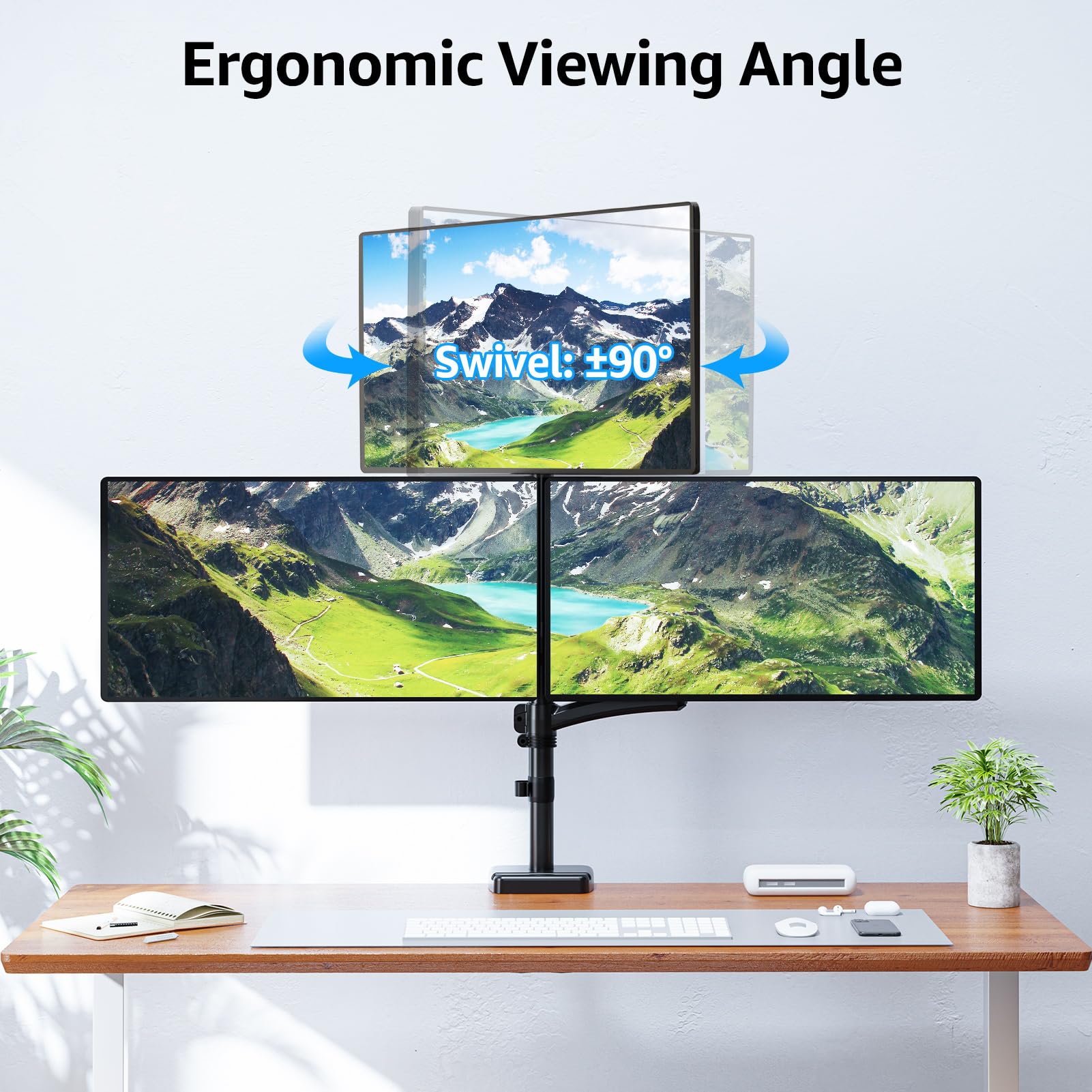 MOUNTUP 13"-32" Triple Monitor Arm Holds 4.4-17.6lbs per Arm, MU6013A