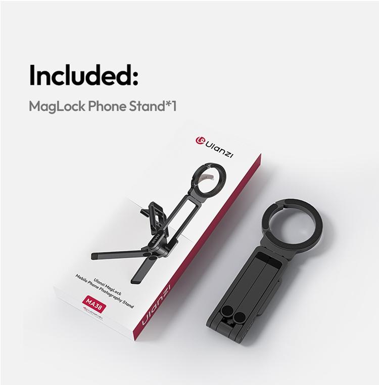 ULANZI Magnetic Phone Tripod for iPhone, MA38 Portable Phone Holder Mini Tripod for Magsafe with Double-Sided Strong Magnetic 1/4'' Arri Locating Hole Foldable Hook for iPhone 16 15 14 13 12