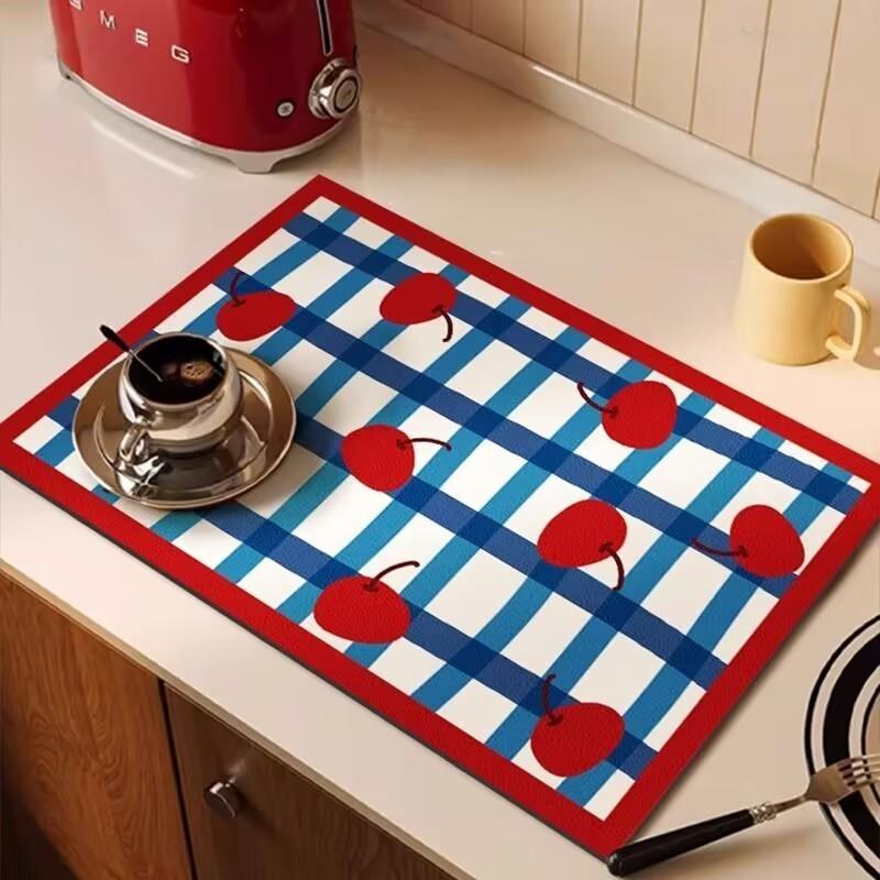 Kitchen Countertop Mat Waterproof Oil-Resistant, Coffee Machine Pad, Home Dining Table Bar Tea Insulating Cup Mat, Cartoon Retro Design