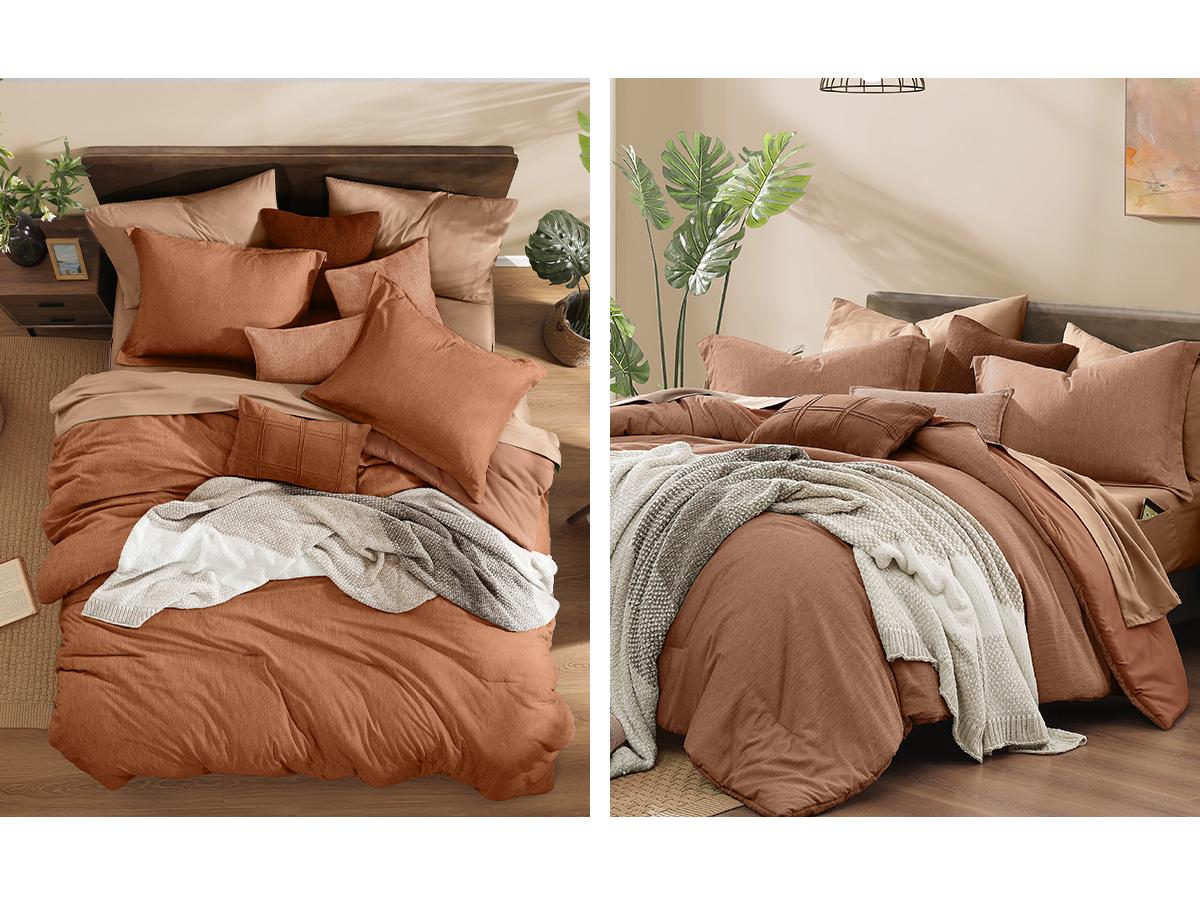 Monbix Queen Comforter Set - 7 Pieces Cationic Dyeing Olive Green Bed in a Bag Queen Bedding Sets with Comforter, Sheets, Pillowcases & Shams, Reversible Bedding Comforters Sets