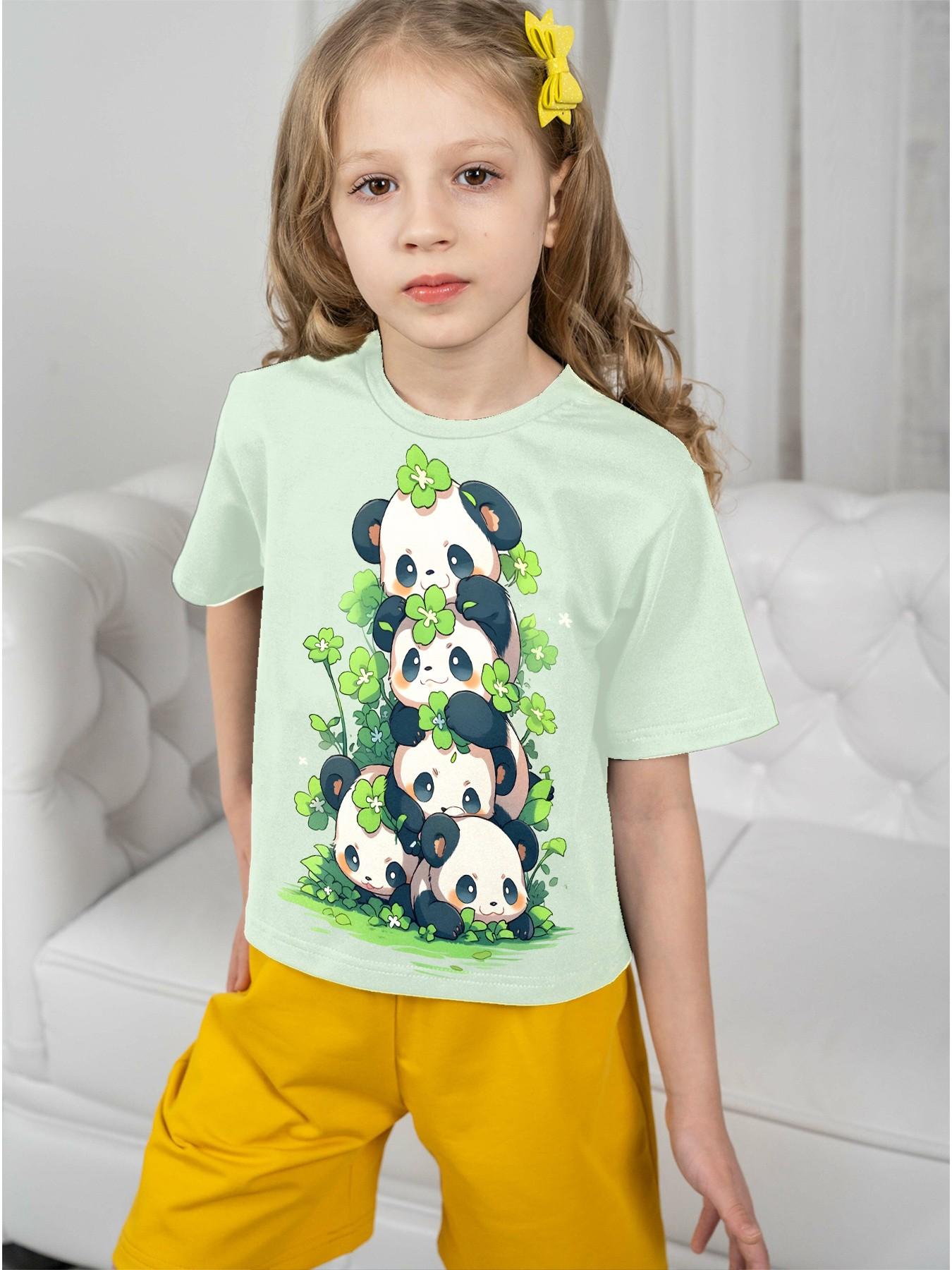 3D Cat Print Short Sleeve T-Shirt, Round Neck Cartoon Pattern Top, Summer Kids Fashion, Casual Loose-Fitting Tee