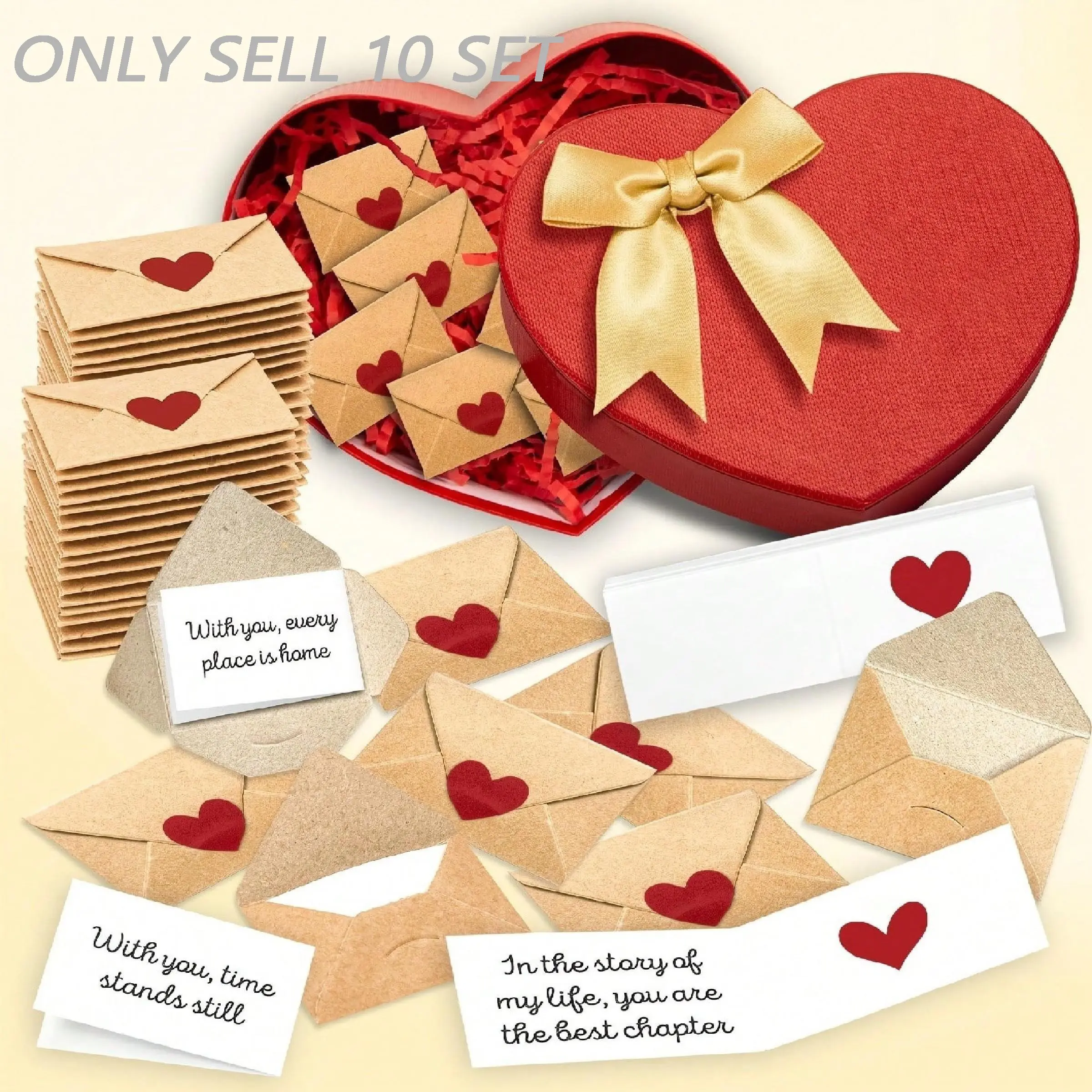 30/90/180pcs Mini Envelopes with Heart Stickers, Cute Envelopes, Self-Sealing Love Notes, Mini Valentine Cards for Weddings, Engagements, Romantic Gifts
