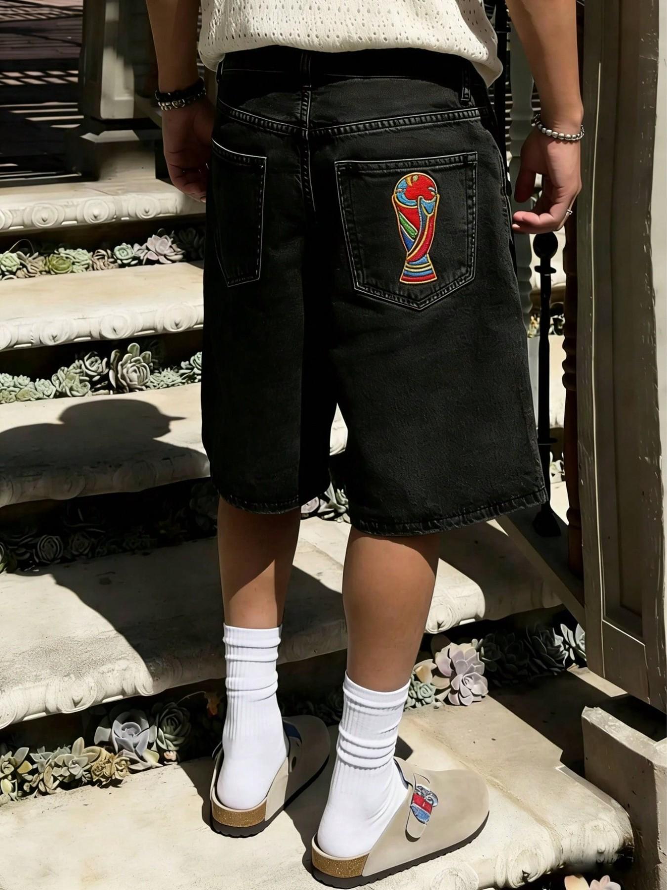 Men's Solid Color Plain Denim Fabric Shorts, Regular Fit Classic Casual Streetwear Comfy Fashion Basic Shorts for Daily Wear, Men's Bottoms Menswear for All Seasons