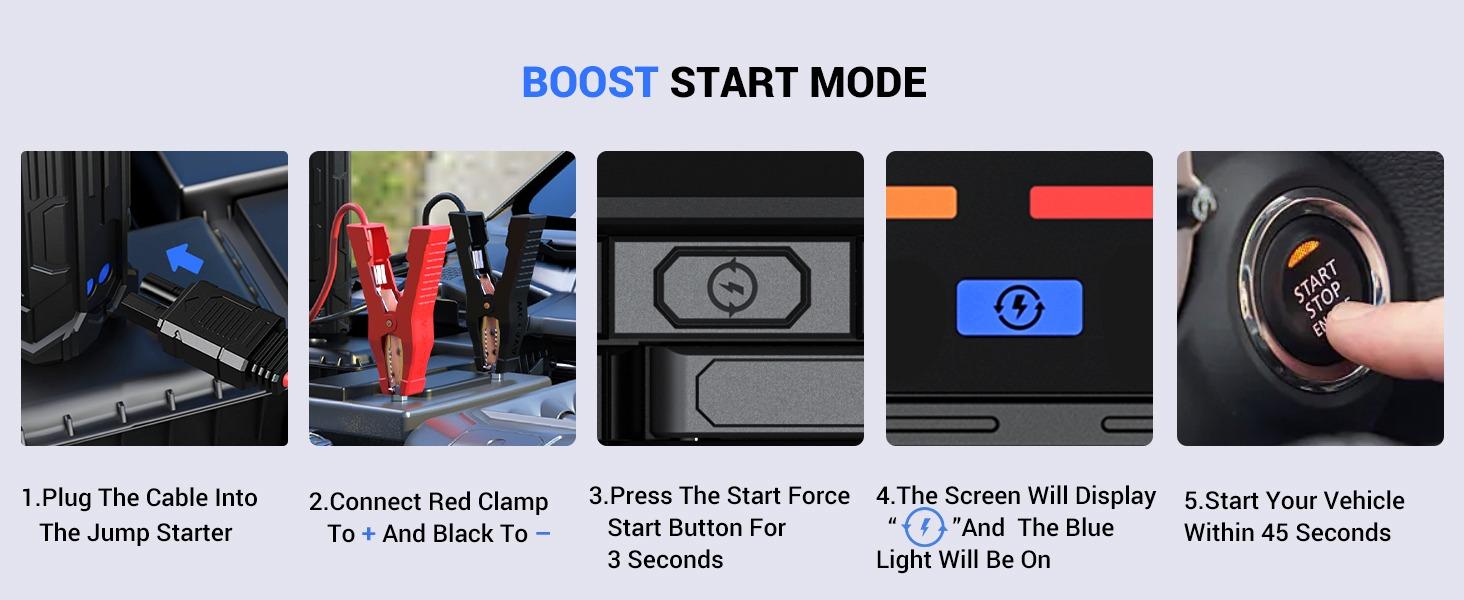 AVAPOW 8000A Jumper Starter (for All Gas & Up to All Diesel Engines) Portable with 4″ HD Display PD 30W Dual-Way Fast Charging, 12V Car Starter Jump Box & Battery Booster