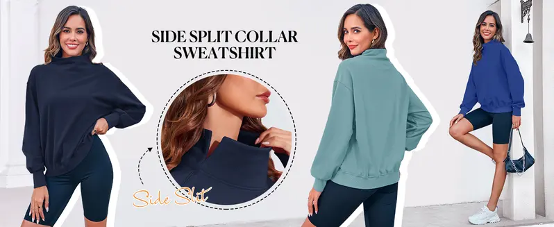 FISOEW 2026 Women's Oversized High Neck Long Sleeve Cotton Hoodie - Basic, Cute Tops, Party Casual Fall Grey Bistro Ditch Masked Graphic Streetwear Sweatshirt, Clothes for Women