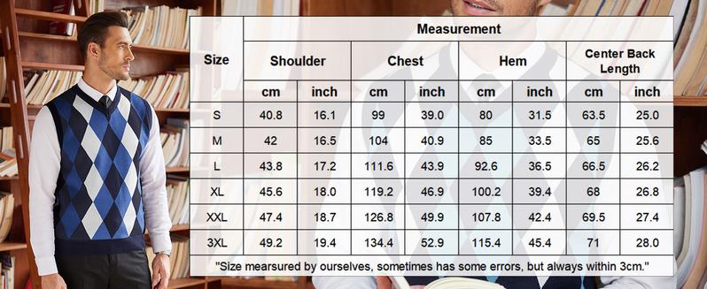 COOFANDY Men's Sleeveless V Neck Pullover Sweater Slim Fit Casual Argyle Sweater Vest