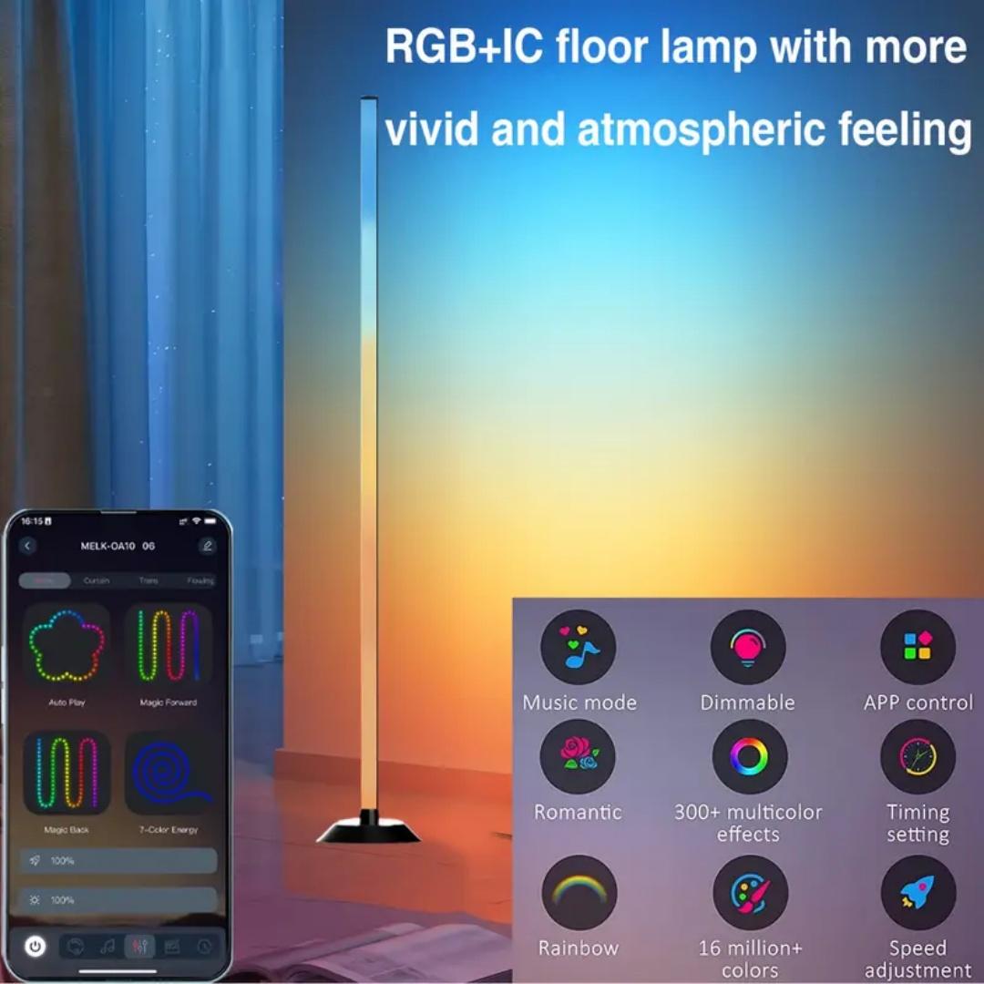 RGB LED Floor Lamp with Remote & App Control, USB Powered Smart Standing Lamp, Color Changing Ambient Light for Living Room Bedroom Home Decor
