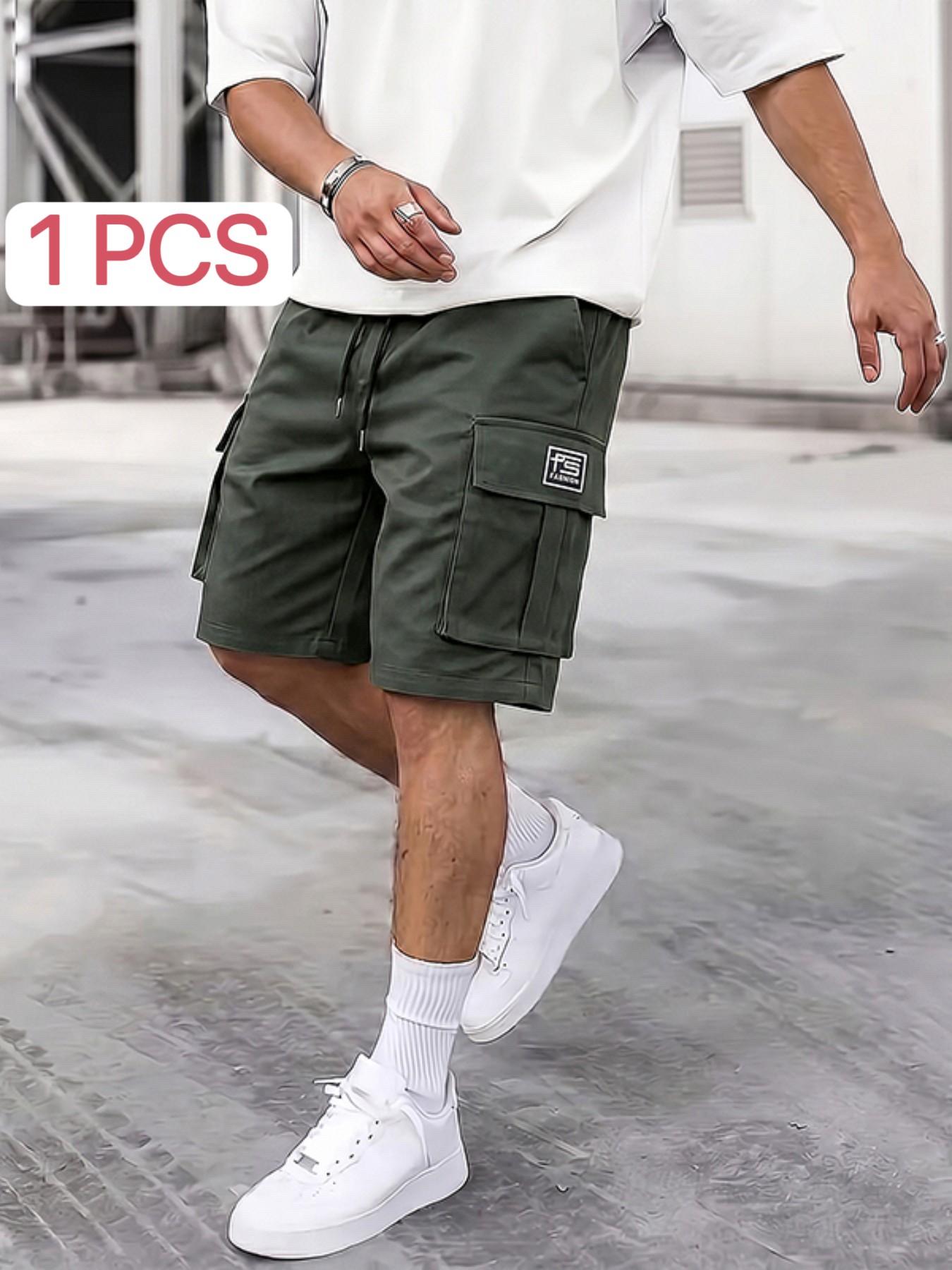 Men's 3-Pack Practical Loose Cargo Shorts, Drawstring Athletic Shorts, Large Side Pockets, Drawstring Waist, Casual Athleisure Street Style, Sportswear, Geometric, Summer Outdoor Sports