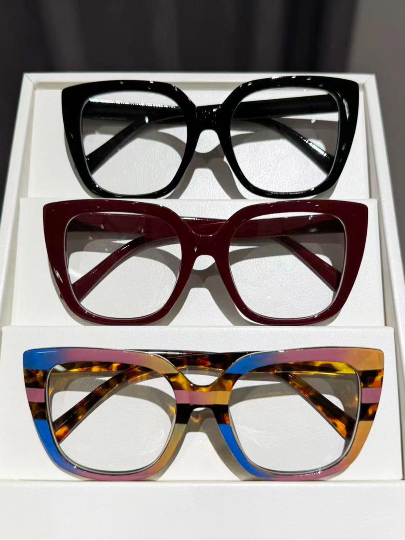 Women's Classic Cat Eye Glasses, 3-4 Pairs Casual Daily Wear, Suitable for Office & Commuting, Comfortable Flat Lenses, Leopard Pattern Eyeglasses