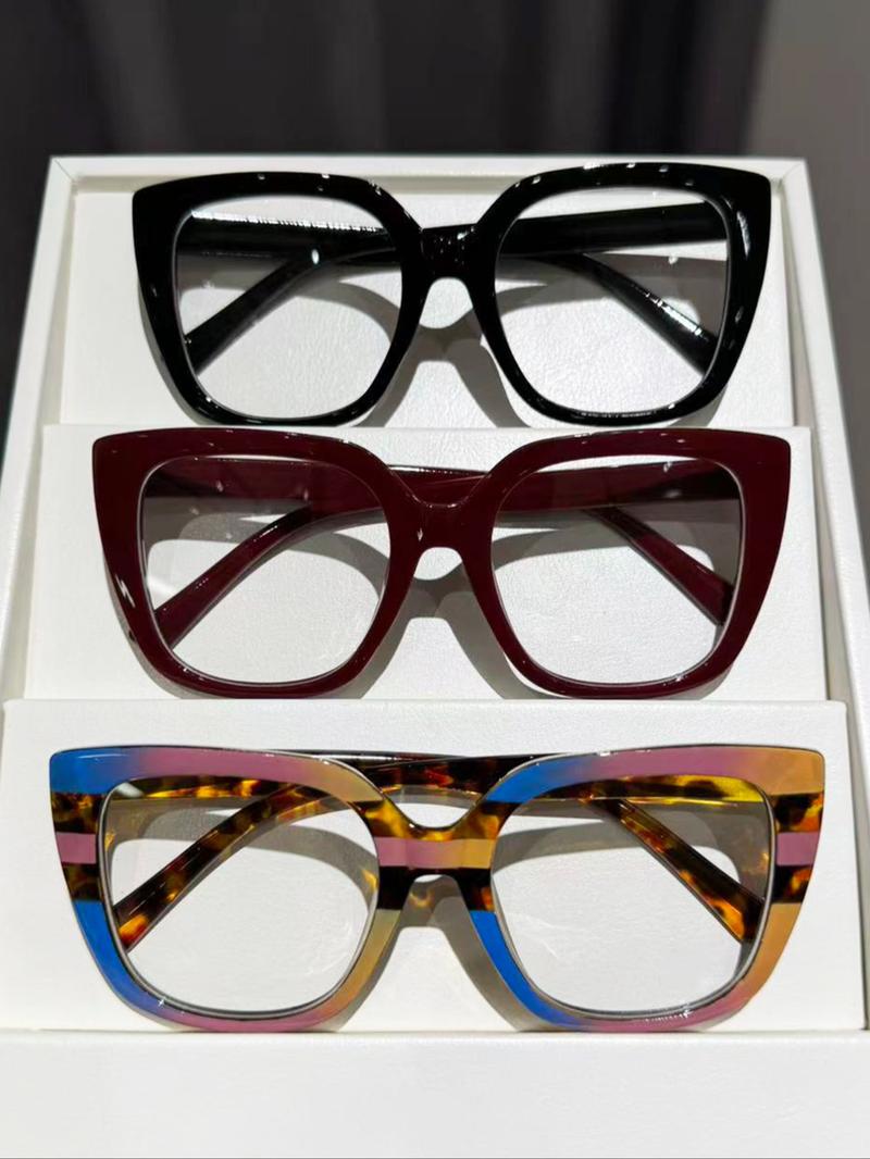 Women's Classic Cat Eye Glasses, 3-4 Pairs Casual Daily Wear, Suitable for Office & Commuting, Comfortable Flat Lenses, Leopard Pattern Eyeglasses