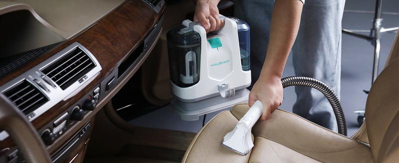 HAUSHOF Portable Carpet Spot and Upholstery Cleaner, Lightweight Handheld Deep Cleaner Machine for Pet Stains, Sofa, Rug, Mattress, Car Seat and Curtain, White & Light Grey