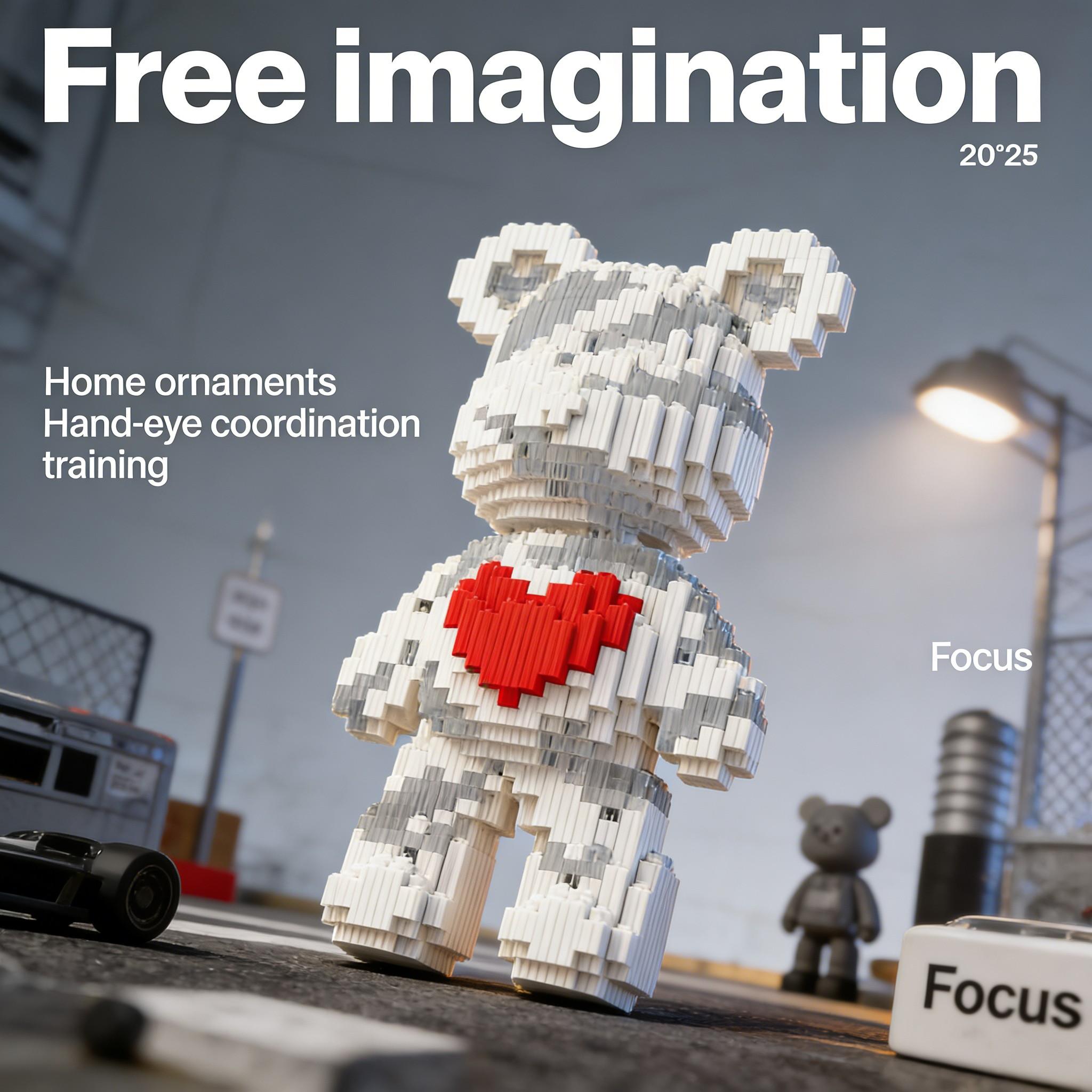 Striped Heart Pattern Bear Series Building Blocks Model, 1688pcs, Original Authentic, New 2026 Size, Gift Idea, DIY Craft Decor