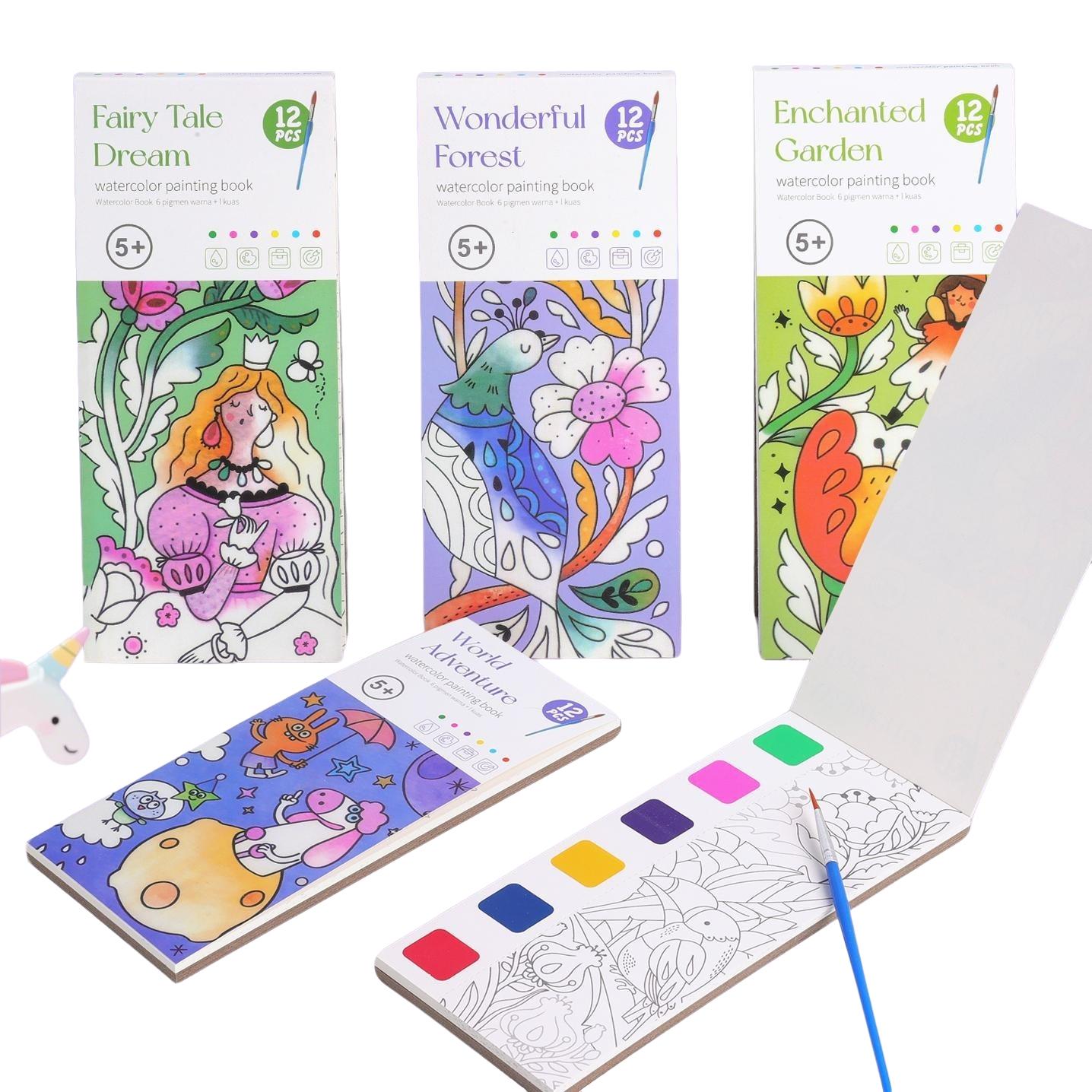 Watercolor Coloring Notebook, Kindergarten Baby Doodle Drawing Book, Fill-In-The-Blank Storybook, Paper Material