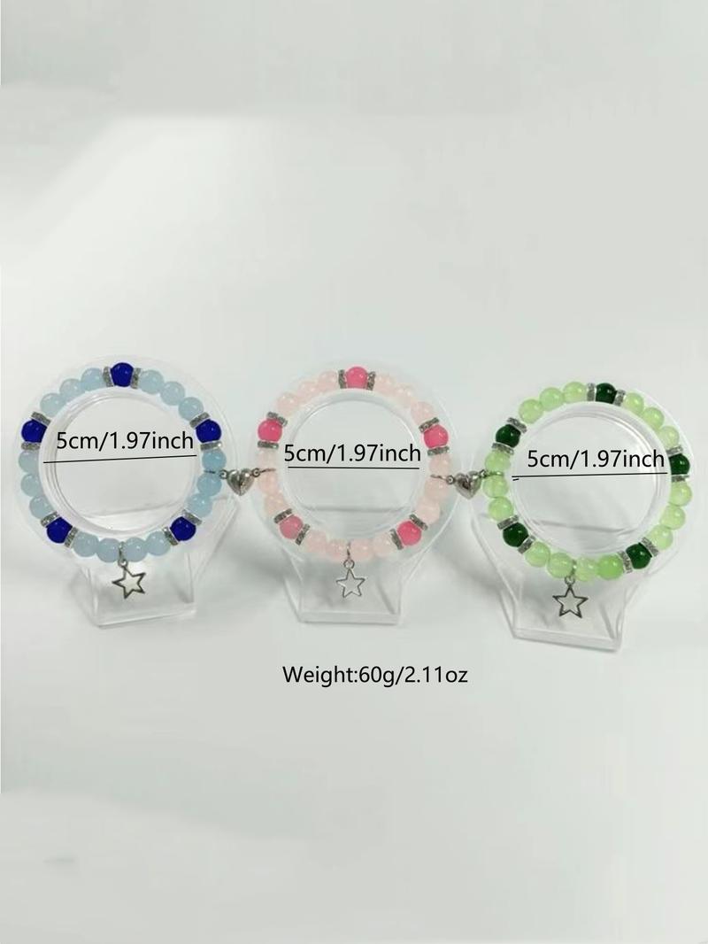 3Pcs Handmade Glass Bead Bracelets BFF Bracelets Classmate Bracelets