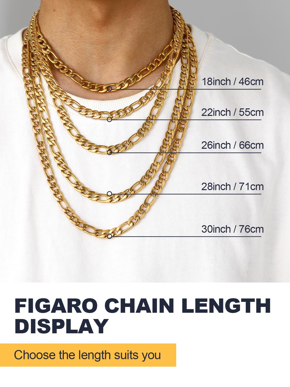 U7 Figaro Chain Necklace Men Women Stainless Steel Necklace 3/5/9/12MM Silver/Golden/Black Hypoallergenic Necklace U7 Figaro Chain Necklace Men Women Stainless Steel Necklace 3/5/9/12MM Silver/Golden/Black Hypoallergenic Necklace