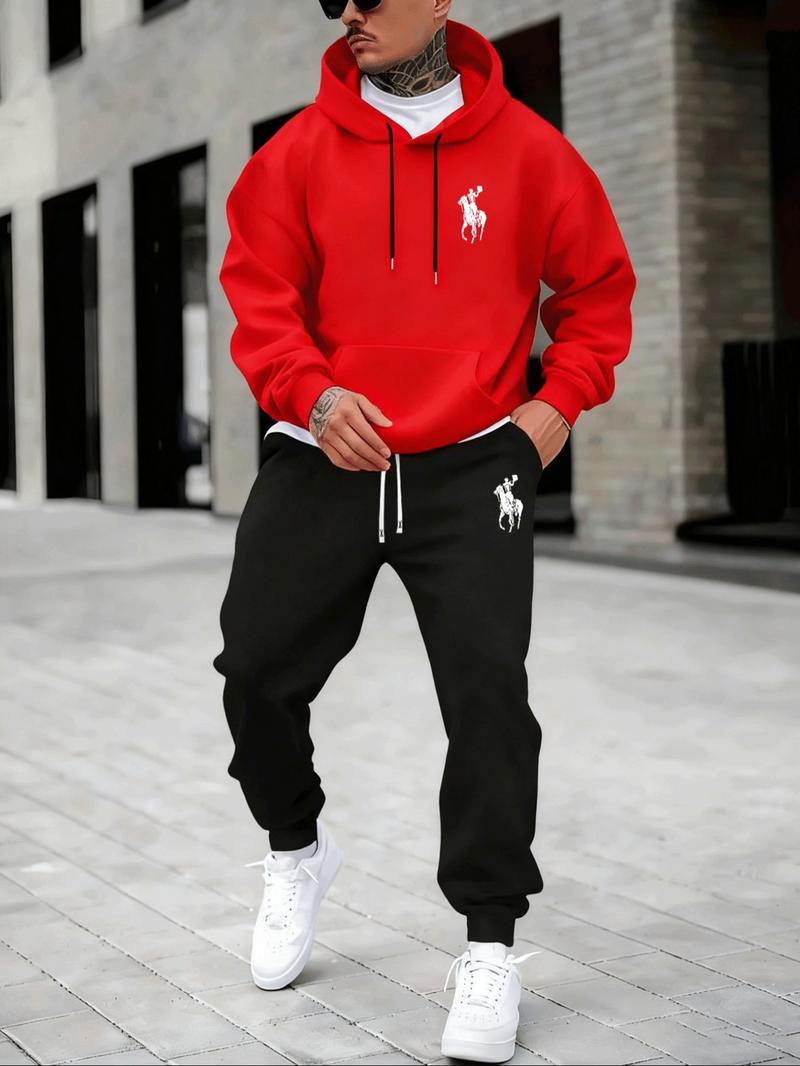 Hypemode Plus Size Set, Letter Print Hoodie & Jogger Pants, Casual Style, Comfortable Fit, Daily Wear, Fall & Winter Fashion