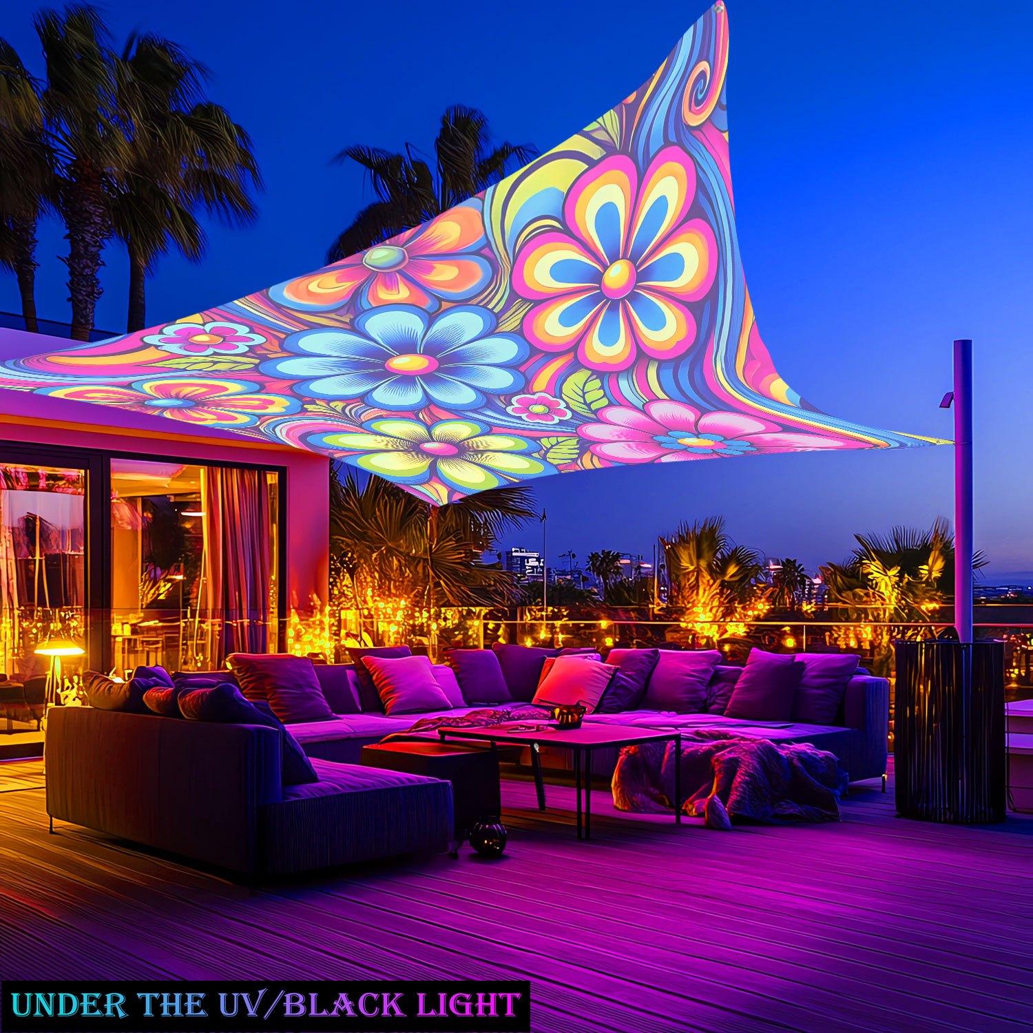 1Pcs UV Glowing Flower Canopy - Lightweight Polyester Sunshade, Suitable for Beach, Camping, Garden, and Picnic - Outdoor Sunshade, Ideal for Adventure (Support Poles Not Included)