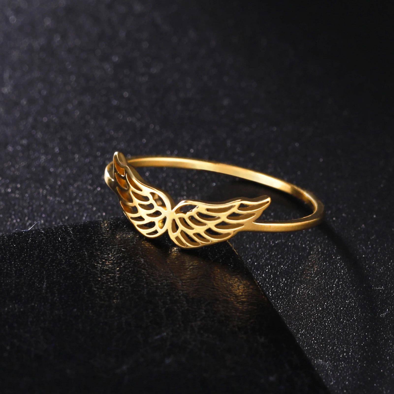 Women's Skyrim Wing Shape Stainless Steel Ring - Acid/Alkali Resistant, Kpop Fashion Jewelry, Wedding Band, Birthday Gift, Wholesale Costume Accessory, Resists Acid/Alkali