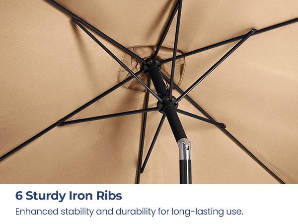 RoyalCraft 6.5 x 10FT Large Patio Umbrella, Outdoor Rectangle Umbrella with Aluminum Pole, Outdoor Table Market Umbrella with Crank, 6 Steel Ribs, Polyester Canopy for Patio Garden, Pool, Lawn, Backyard