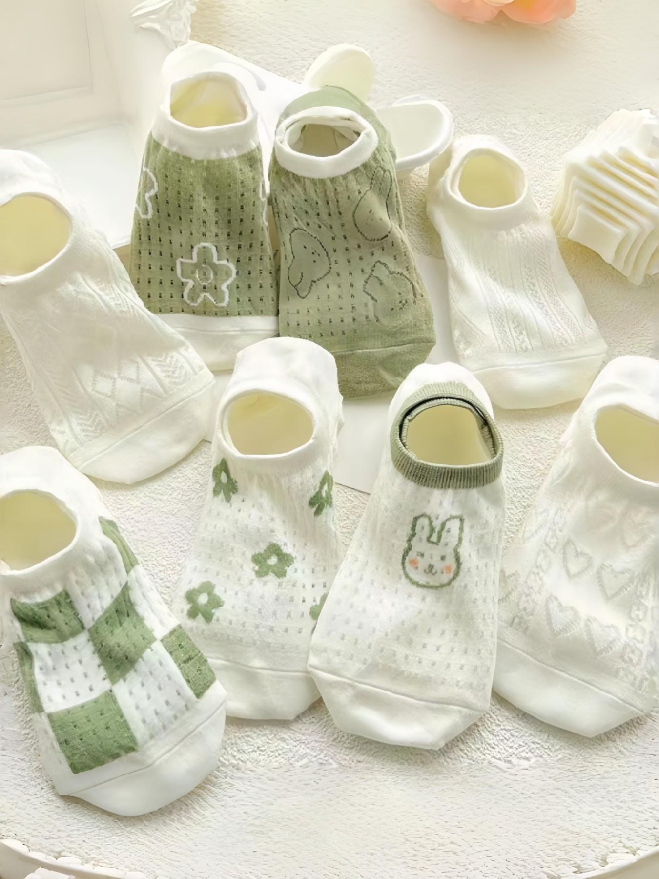 10 Pairs Summer Socks for Women, Breathable Mesh Invisible Anklet Socks, Cute Japanese Style Short Socks, Trendy Korean Fashion