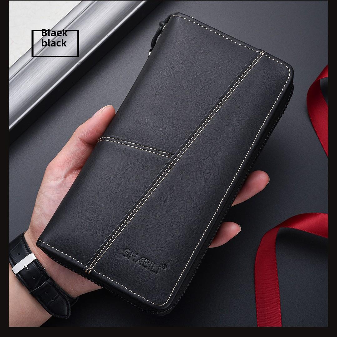 2026 New Men Leather Wallet Long Zip Around Multi Card Slots Large Capacity RFID Blocking Slim Billfold Money Clip Holder Fashion Designer Wallets for Men Gift Box