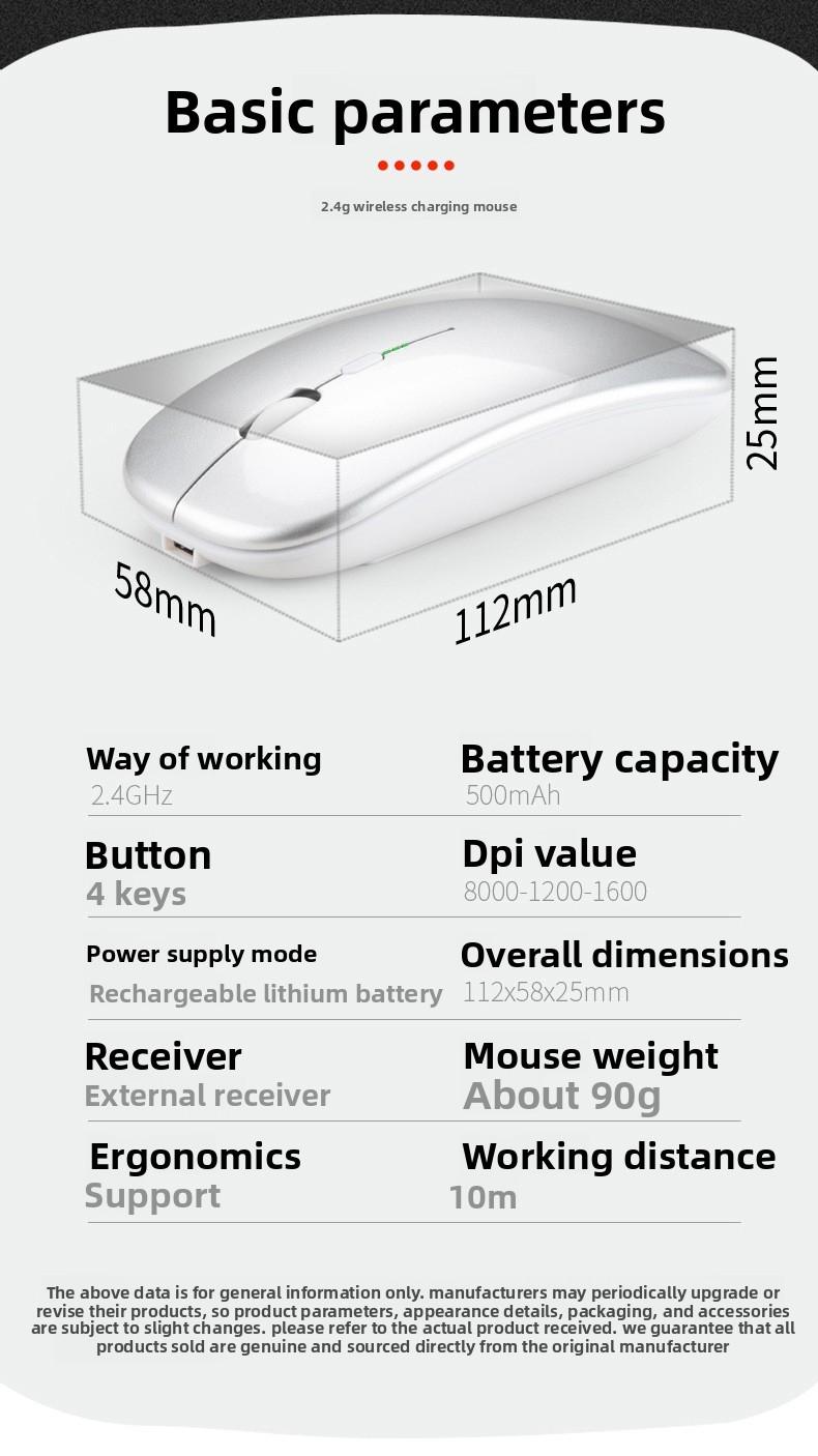 Wireless Bluetooth-compatible Dual Mode Mouse, Charging Display Screen, Silent, Laptop, Desktop Computer, Phone, Tablet Compatible, Lightweight Design