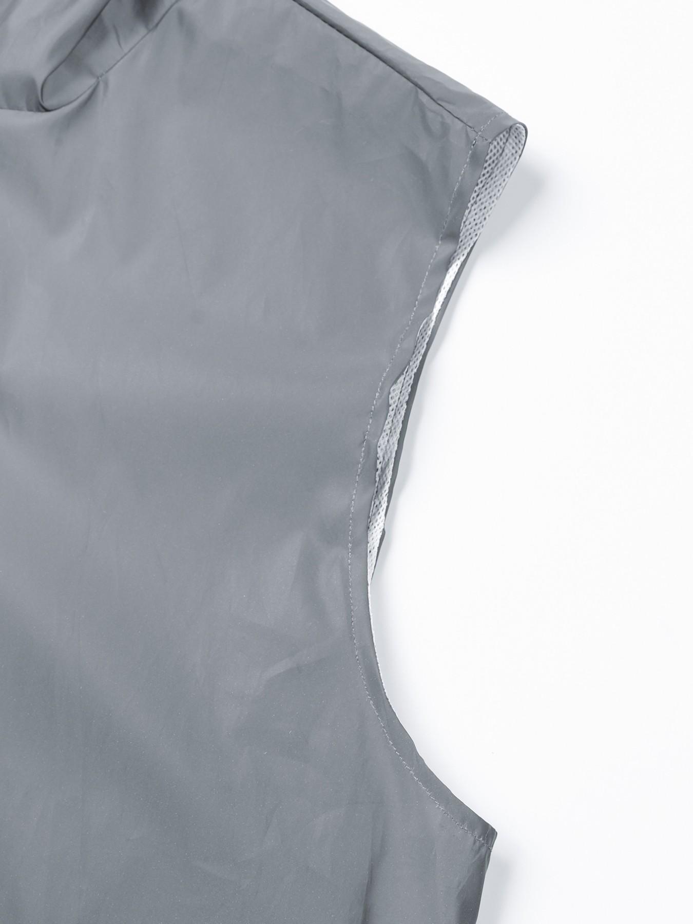 Men's Sleeveless Vest with Zipper, Mesh Lining, Reflective Material for Night Use, Casual Loose-Fitting Outer Vest