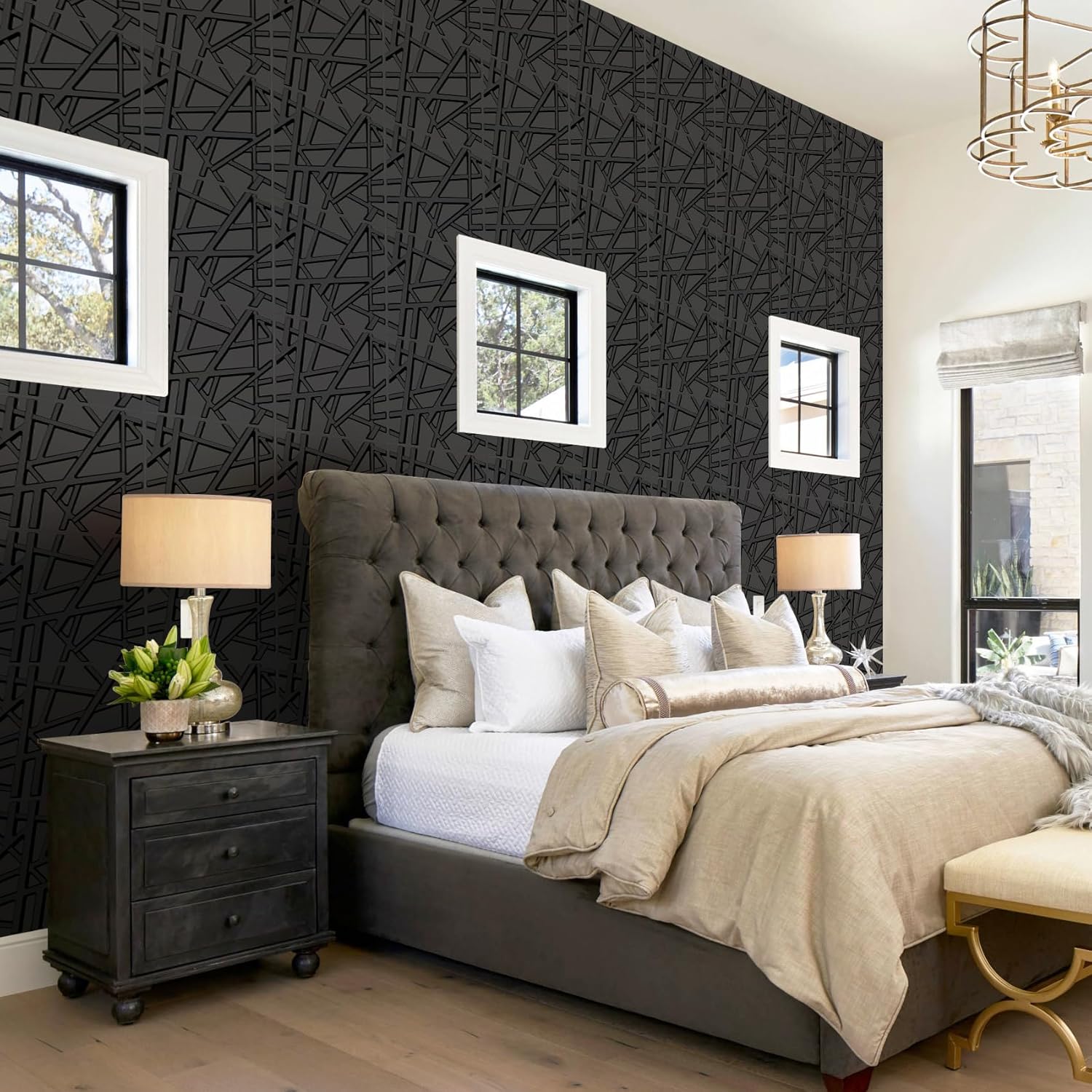 3D Geometric Pattern Wall Panel, PVC Material Wall Decoration, Modern Wall Decor for Living Room Hall Bedroom Hotel Office