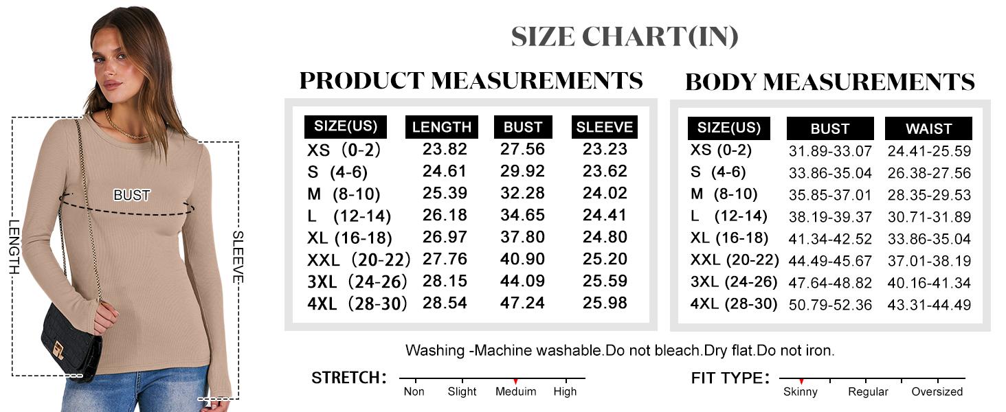 ANRABESS Women Long Sleeve Crewneck Rib Knit Slim Fit Shirts Basic Tee Tops 2025 Casual T-Shirt Going Out Workout Outfits Womenswear Knitwear