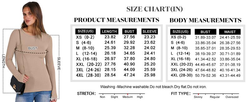 ANRABESS Women Long Sleeve Crewneck Rib Knit Slim Fit Shirts Basic Tee Tops 2025 Casual T-Shirt Going Out Workout Outfits Womenswear Knitwear