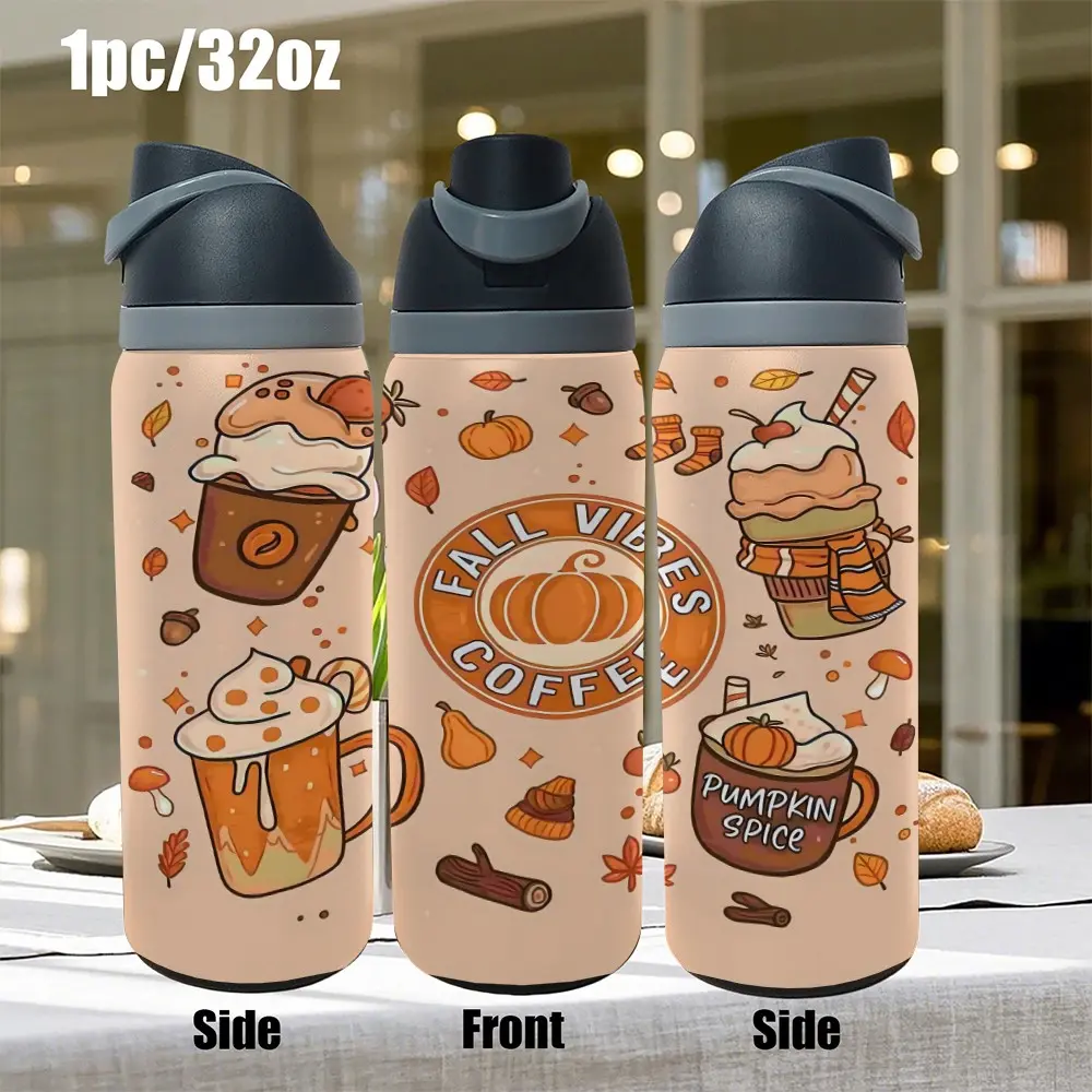1pc 32oz stainless steel cup with high quality design - leak-proof, portable, reusable commuter, sports, party cup - High quality drinking set, sports hydration gear | Vibrant jar design | leak-proof construction,Camping outdoor