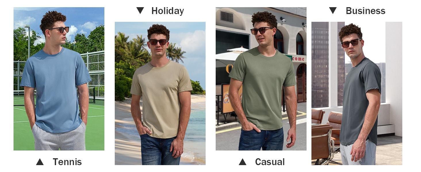 Fioboc StayCool 2.0 Curve-Hem Tee, Men's Moisture-Wicking, Quick Dry T-Shirt for Gym, Running & Casual Workouts,Stretch Fabric, Wrinkle Breathable Activewear Athletic Mesh