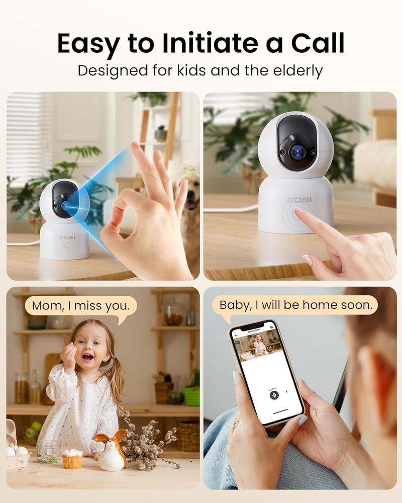 ZOSI 3MP Security Camera Indoor,Nanny/Pet Cam,Supports both 2.4G/5G WiFi,Pan&Tilt,Remote Access and Control from Phone App(Not Battery Camera)