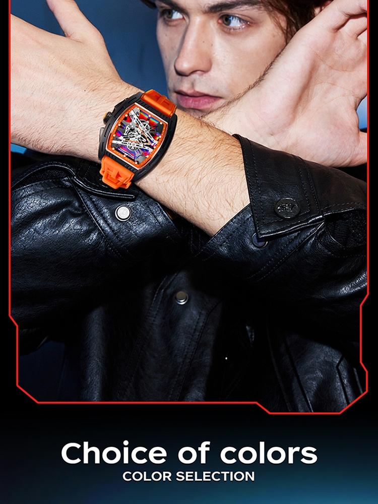 1Pcs Brand Men's Barrel shape Watches Waterproof, Trendy Retro Style Watch for Man,Luxury Male Quartz Wristwatch, Silicone strap/ABS plastic case, Fashion Trend Men Business Watch, Holiday Birthday Gifts