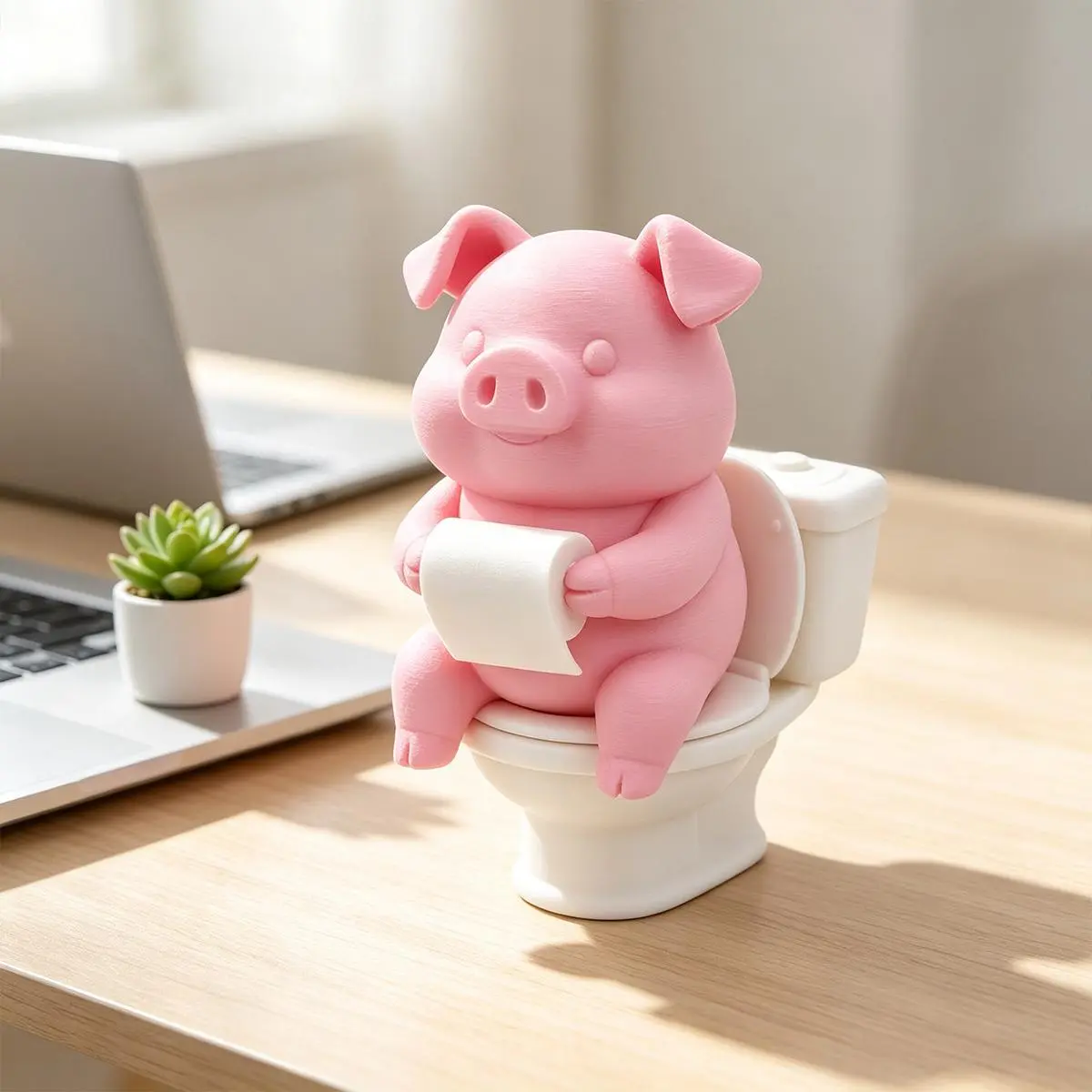 Funny 3D Printed Toilet Pig Figurine – Humorous Bathroom & Office Desk Decor, Cute Gift for Pig Lovers and Home Enthusiasts