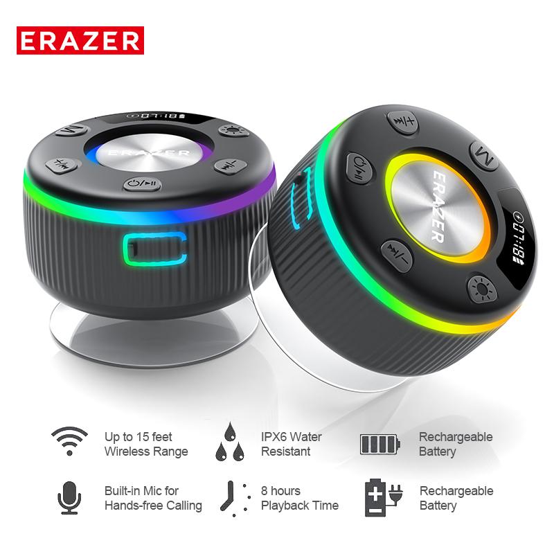 ERAZER XM102 Waterproof Shower Bluetooth Speaker Portable Wireless Speaker with Suction Cup IPX6 Waterproof Speaker Suitable for home/party/outdoor/beach, electronic products, birthday gifts