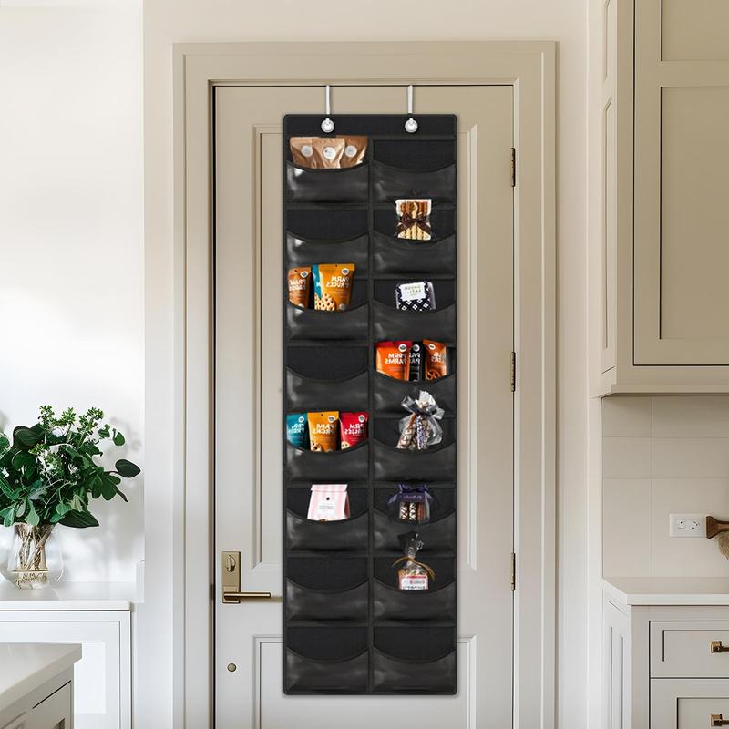 Baseball Hat Rack, 16/27 Pocket Over The Door Cap Organizer Cap Hat Holder Hanger For Closet With Large Clear Pockets & 2 Hooks, Hat Storage to Protect and Display, Black