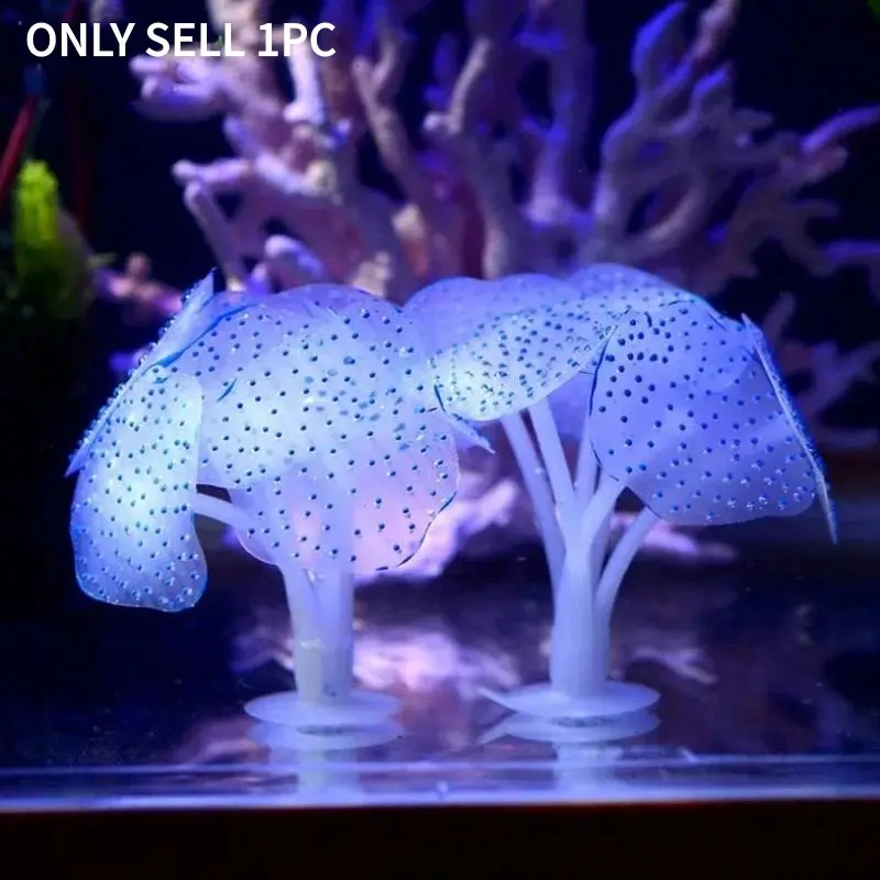 Aquarium Large leaved Luminous Coral Simulation Silicone Corals Aquatic Plants UnderWater Landscape Decor Fish Tank Landscaping Accessories