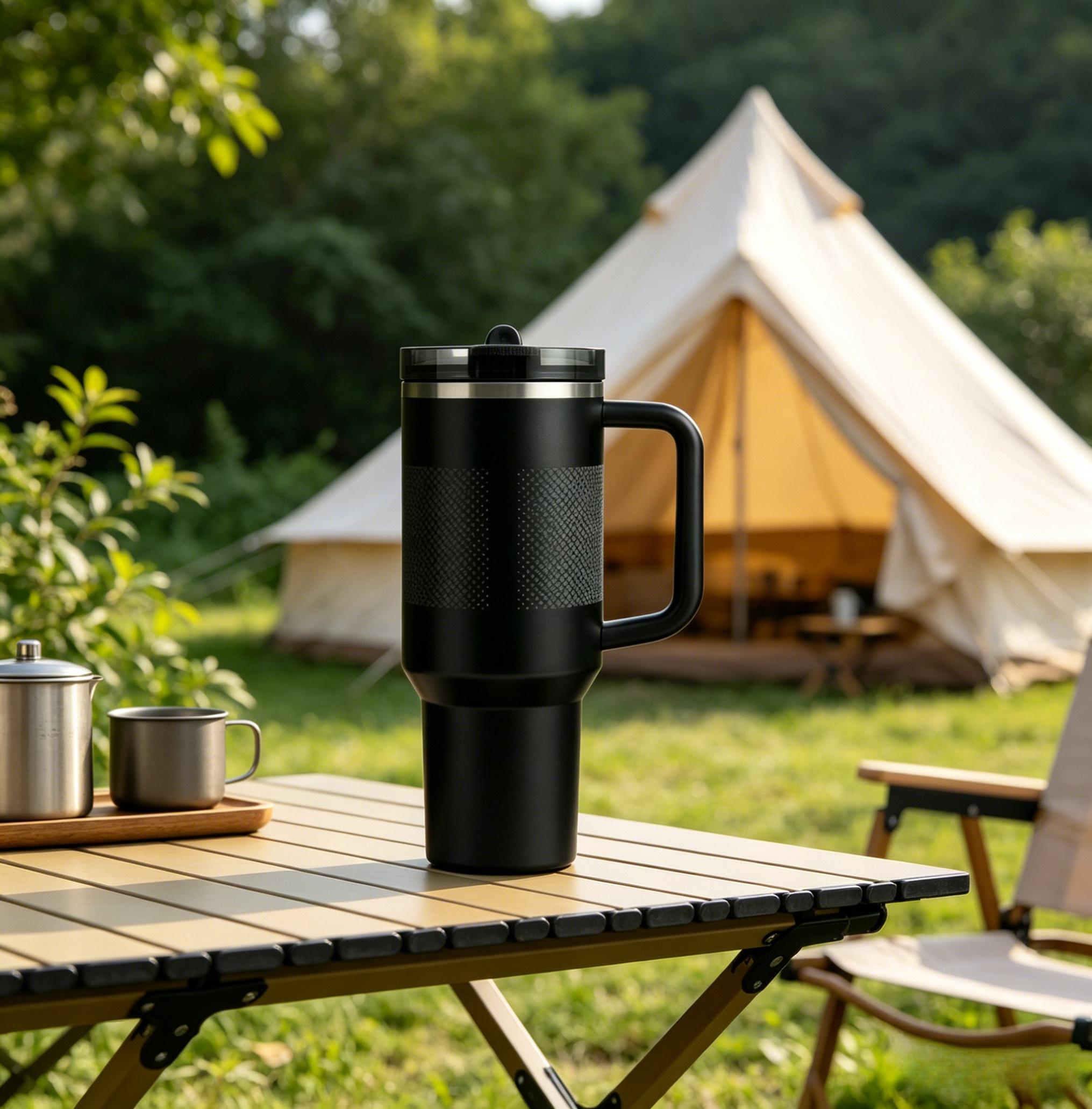 Black Giant Leak-Proof Stainless Steel Tumbler with Removable Foldable Straw Lid, Insulated for Hot & Cold,40oz