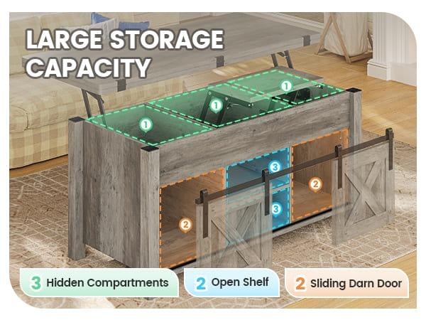 Sikaic 4 In 1 Multi-Function Lift Top Coffee Tables Converts To Dining Table Wood Tabletop Tabletop Design