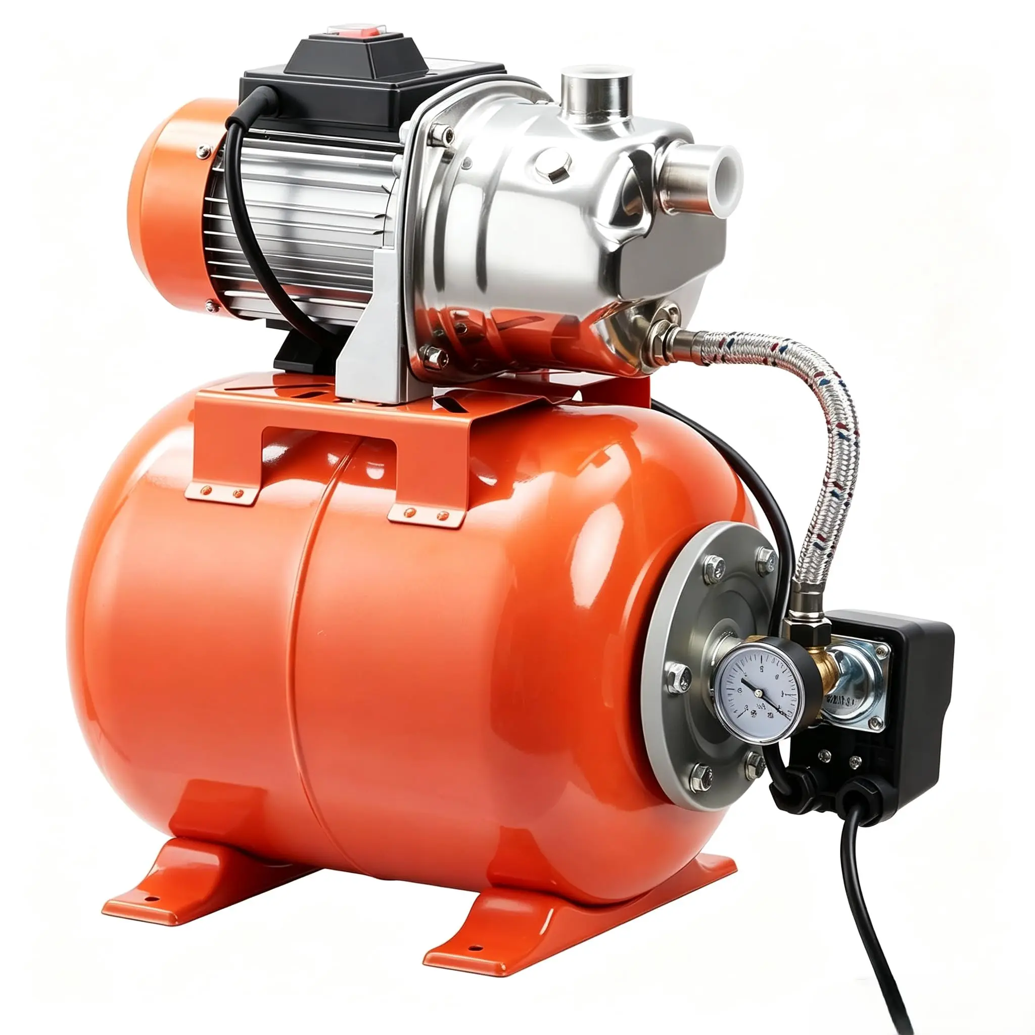1.0HP 750w Motor Shallow Well Jet Pump, Automatic Water Booster Pump with Pressure Tank