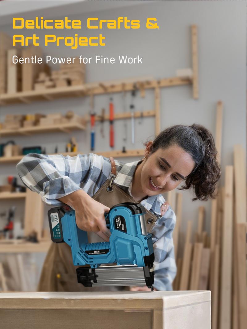 SEESII Cordless 2-in-1 Brad Nailer/Staple Gun (18GA) – 21V Electric Pneumatic Nail Gun w/ 2x4.0Ah Battery & Charger, 1000Pcs Nails, Adjustable Depth | Single/Contact Firing for Upholstery, Woodworking, DIY, dealsforyoudays,HKF50