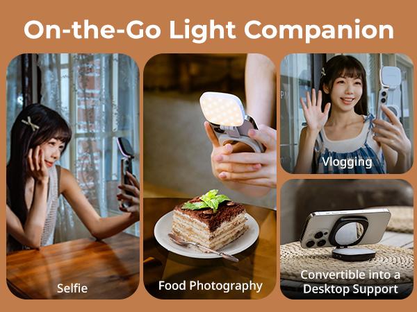 SmallRig 3-in-1 Magnetic Selfie Light for iphone17 Pro/MAX, Phone Light with a Mirror, Instant Attachment for MagSafe, for Selfies,Makeup,Live Streaming,Video Conference,360° LED Ring Light and Phone Stand,Vibe P48 4656/4933