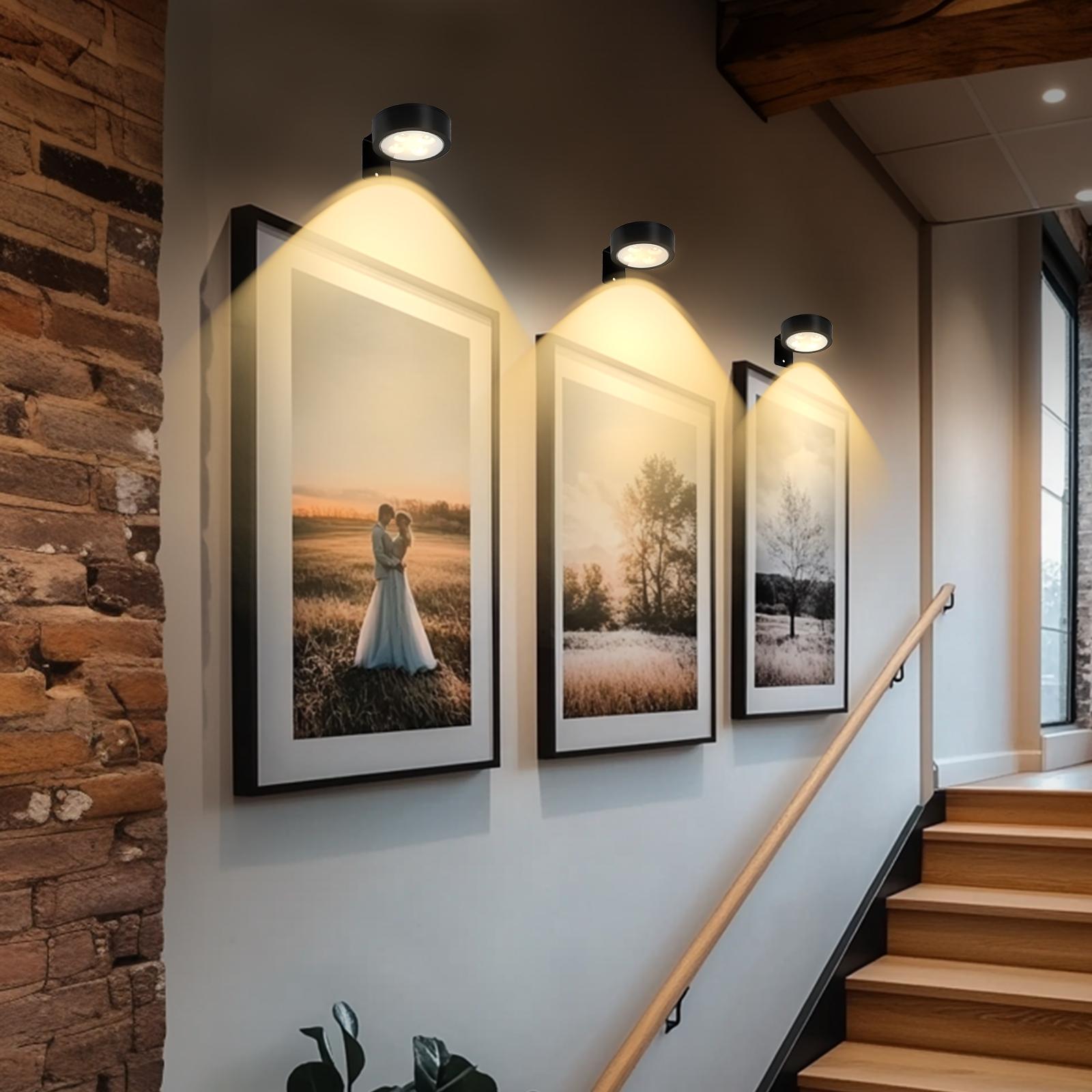 LED Wireless Picture Light with Timer, Adjustable Brightness Art Display Lamp, 3 Lighting Modes for Portraits, Wall Decor, Art Frames, Decorative Lighting