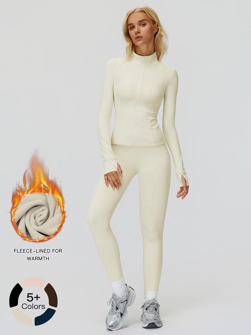 Autumn Winter Casual Versatile Set, Zipper Windproof Warm Fleece Set, Outdoor Running Fitness Sports Set, Men's Active Wear, Sports Suit Tracksuits