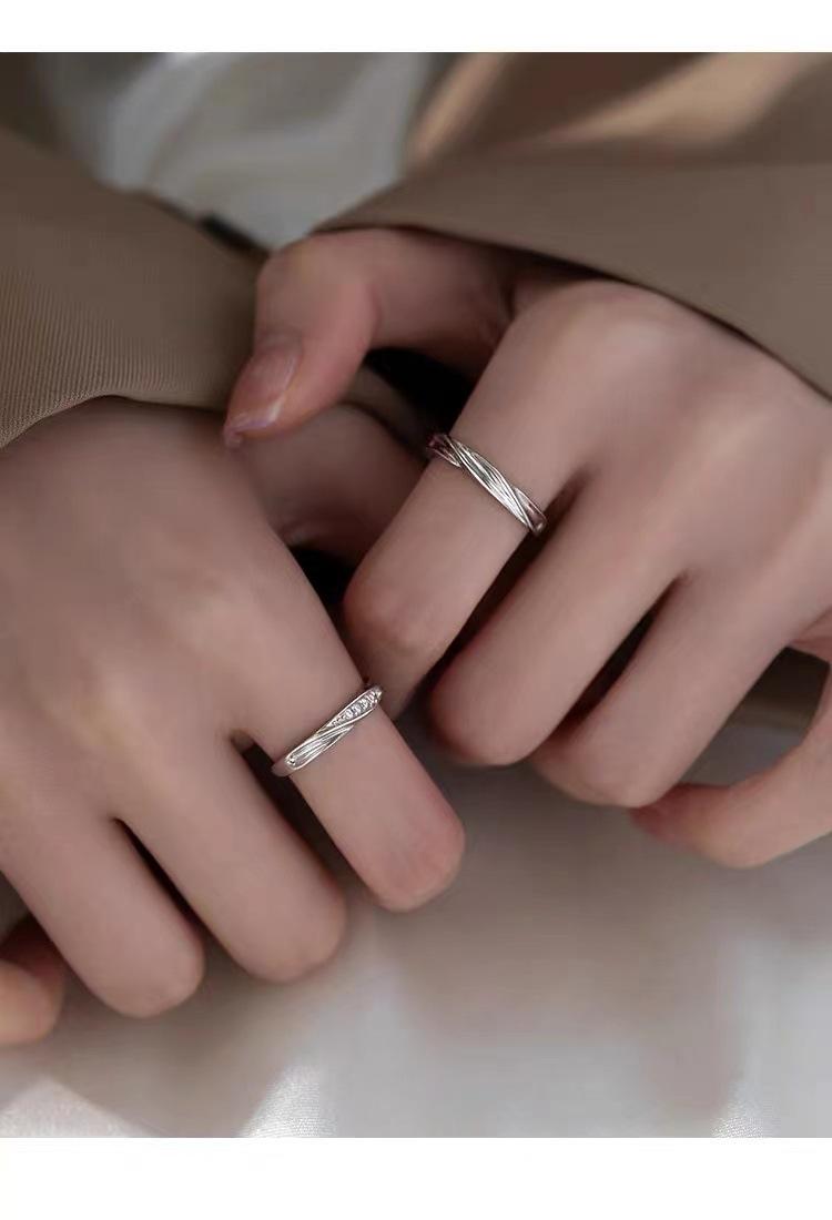 Fashion Jewelry - Adjustable unisex stainless steel Mobius rings with delicate and lightweight groove design; perfect for weddings, couples, and Valentine's Day gifts.