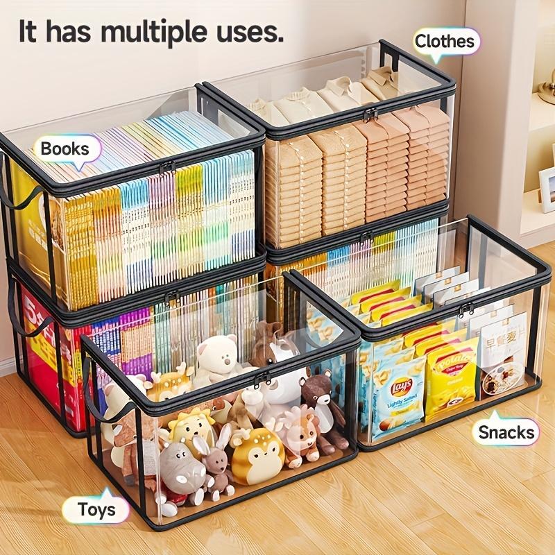 Transparent PVC Storage Bag – Large Capacity Handbag Organizer, Suitable for Clothes, Books, Dormitory Storage, Toys, Etc – Durable Black Decorative Multi-Functional Organizer with Handle