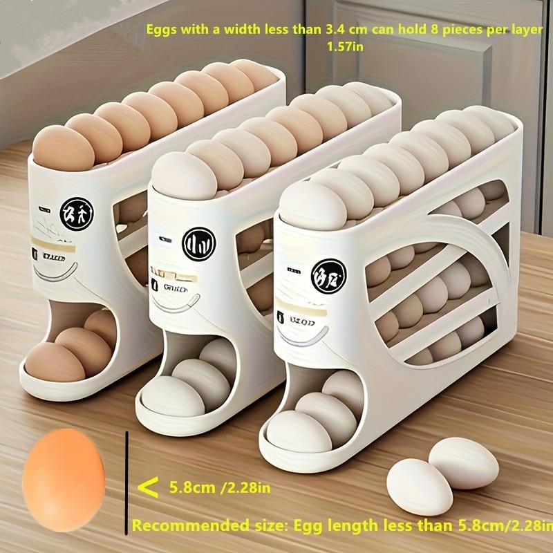 1pc Refrigerator Organizer Rolling Egg Rack, Automatic Sliding, Space Saving, Multi-Layer Incline Roller, Large Capacity Stackable Egg Storage Box