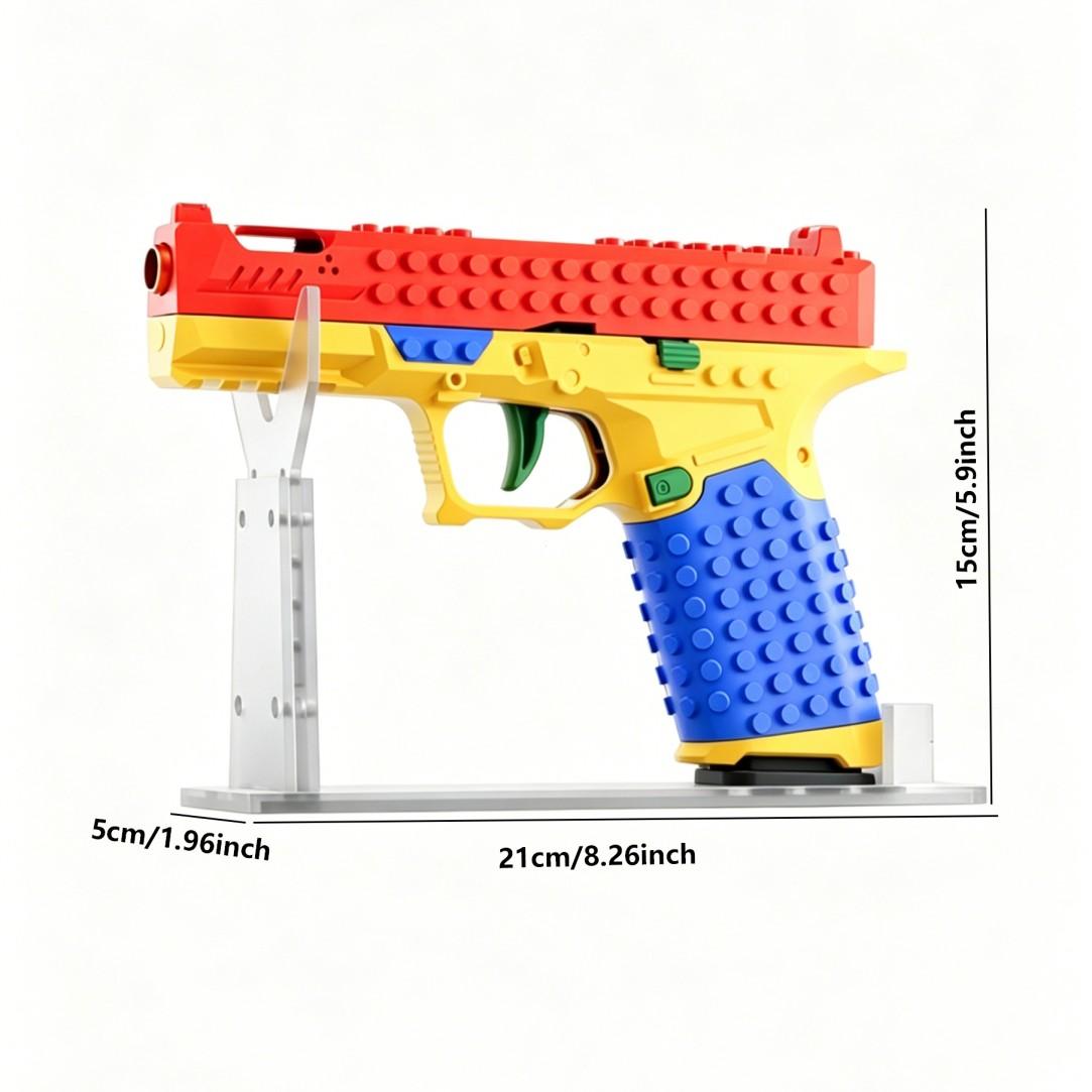 Sig17 Style DIY Block Blaster, Shell Ejecting Soft Dart Toy, Manual Cycle Action, Stem Science Educational Model Toy for Kids