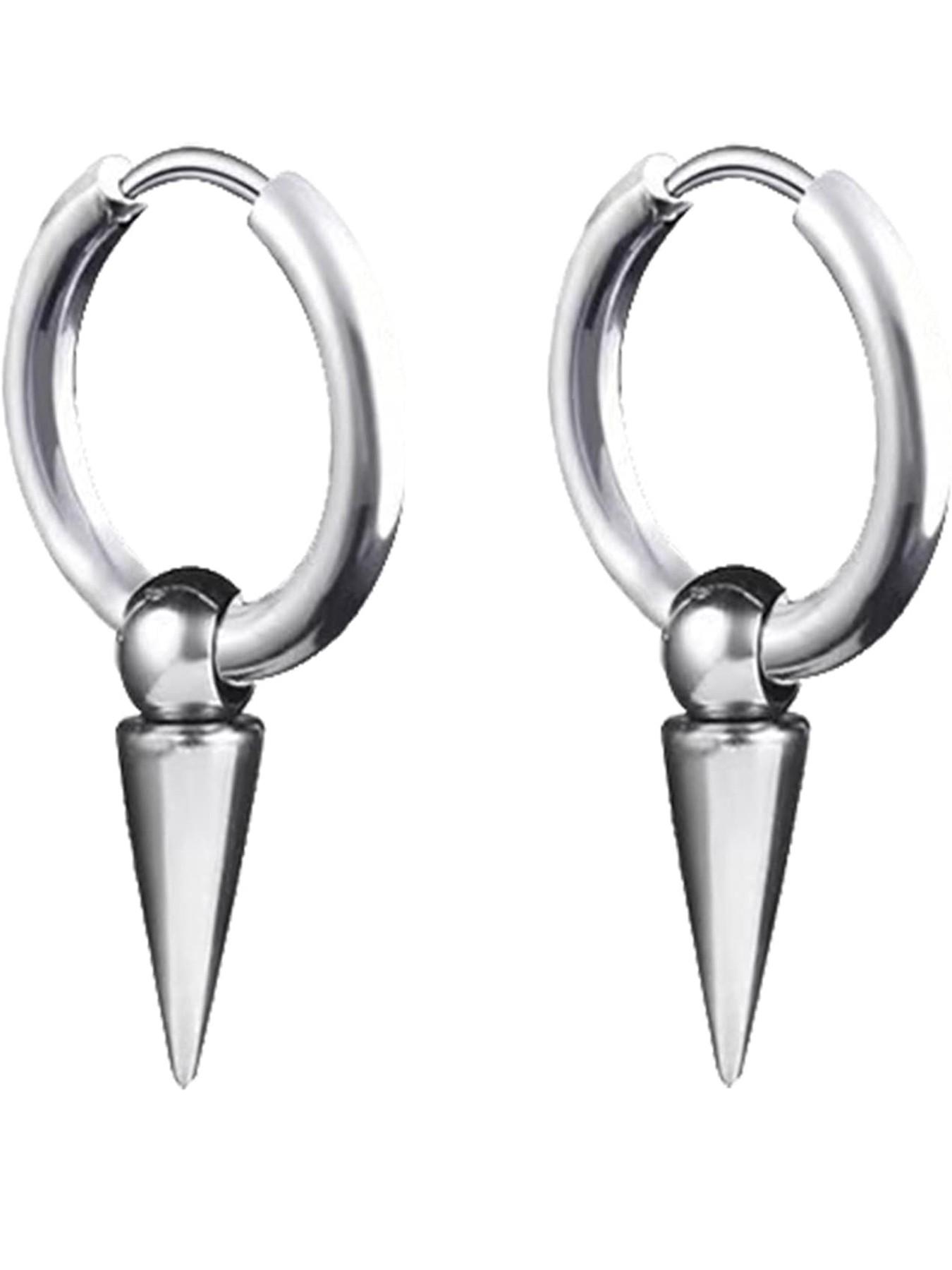 Personalized Punk Spike Dangle Drop Hoop Earrings, Stainless Steel Hoops for Women Men, Cuff Cartilage Tragus Helix Wrap Geometric Earrings